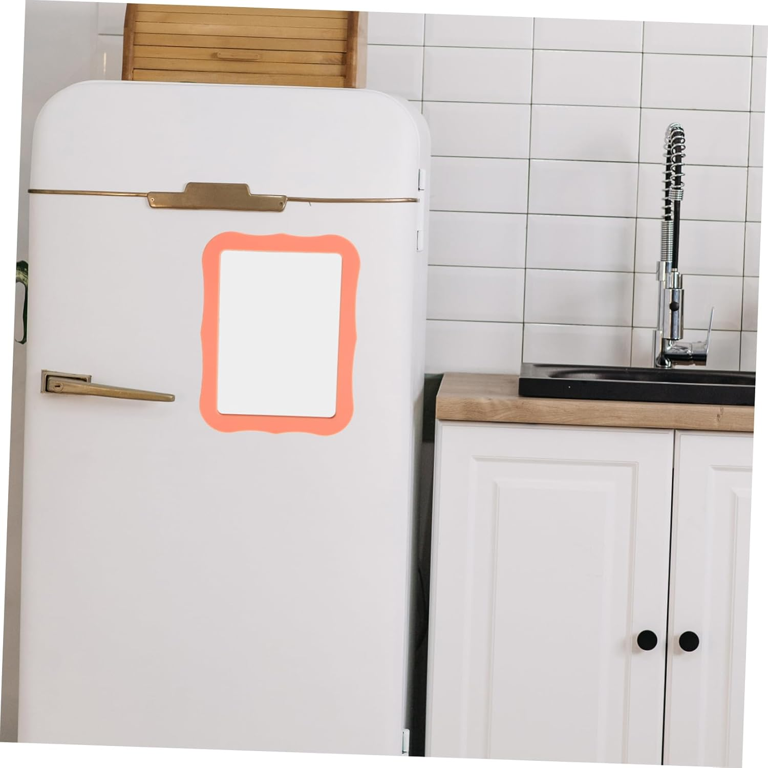 ULTECHNOVO Magnetic Mirror for Locker 5X7 Inch Orange Decorative Cabinet Mirror Magnetic Dressing Table for Home Office School Use - Orange image number 2