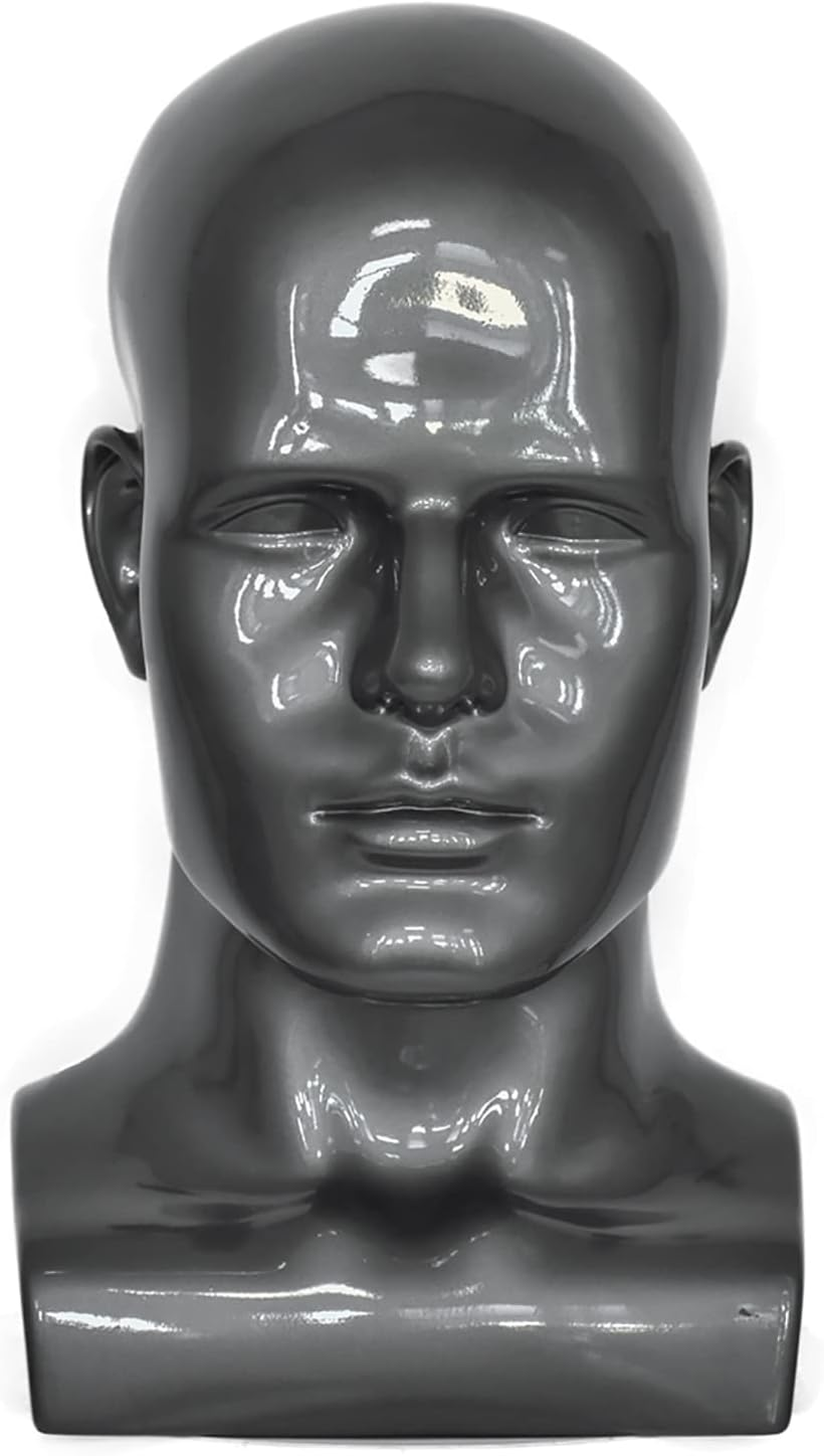 Tcwuzick Male Mannequin Head Professional Manikin Head for Display Wigs Hats Headphone Mask Sunglasses Jewelry and Scravat Display Stand (Matte Black) (L90-Yahei) image number 4