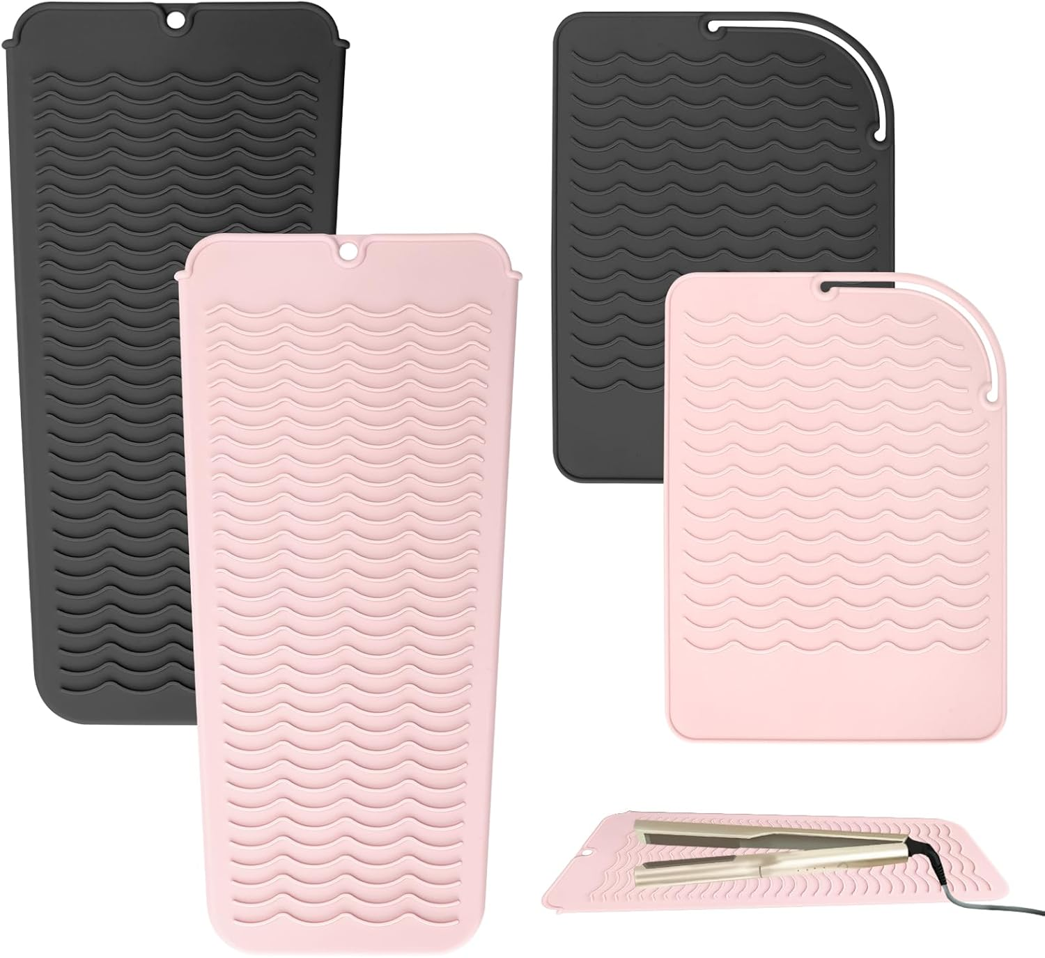 4 Pieces Heat-Resistant Silicone Mat with Hanging Hole Style for Curling Irons, Hair Straighteners, Heat-Resistant Underlay, Straighteners and Hair Styling Tools, Heat Mat, Straighteners, Heat image number 6