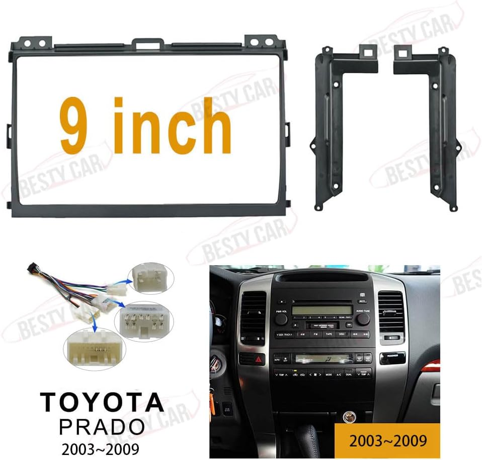 Fits for Toyota Land Cruiser Prado 120 LC120 Lexus GX470 2004-2009 Car Radio Stereo Fascia Frame Double DIN 9 Inch Dash Installation Mounting Kit image number 2