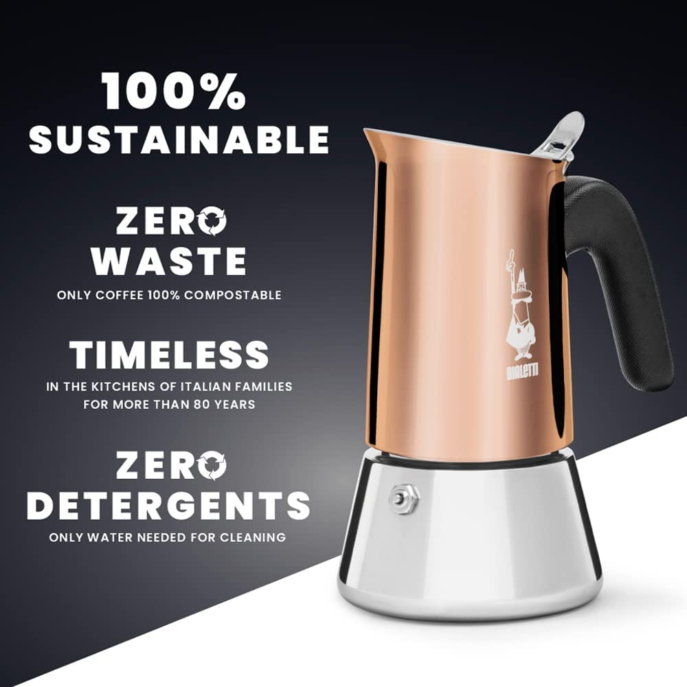 Bialetti - Venus, Stovetop Espresso Coffeemaker, 4 Cup (170Ml), Stainless Steel, Copper, Suitable for All Types of Hobs image number 2