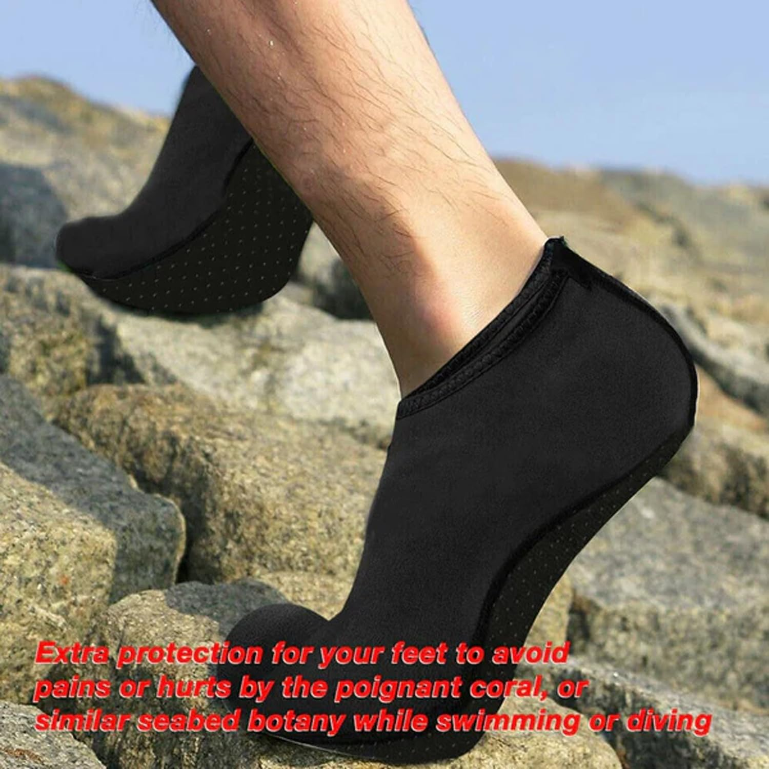 EZONEDEAL Water Shoes Swimming Mens Womens Summer Swim Barefoot Socks Skin Shoes for Beach Snorkeling Surfing Diving Yoga Exercise-Black S,M,L image number 1