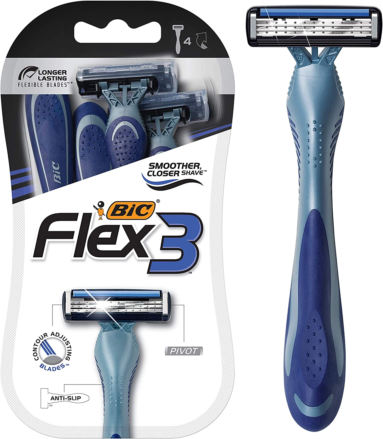 BIC Flex 3 Disposable Men'S Razors - Pack of 4