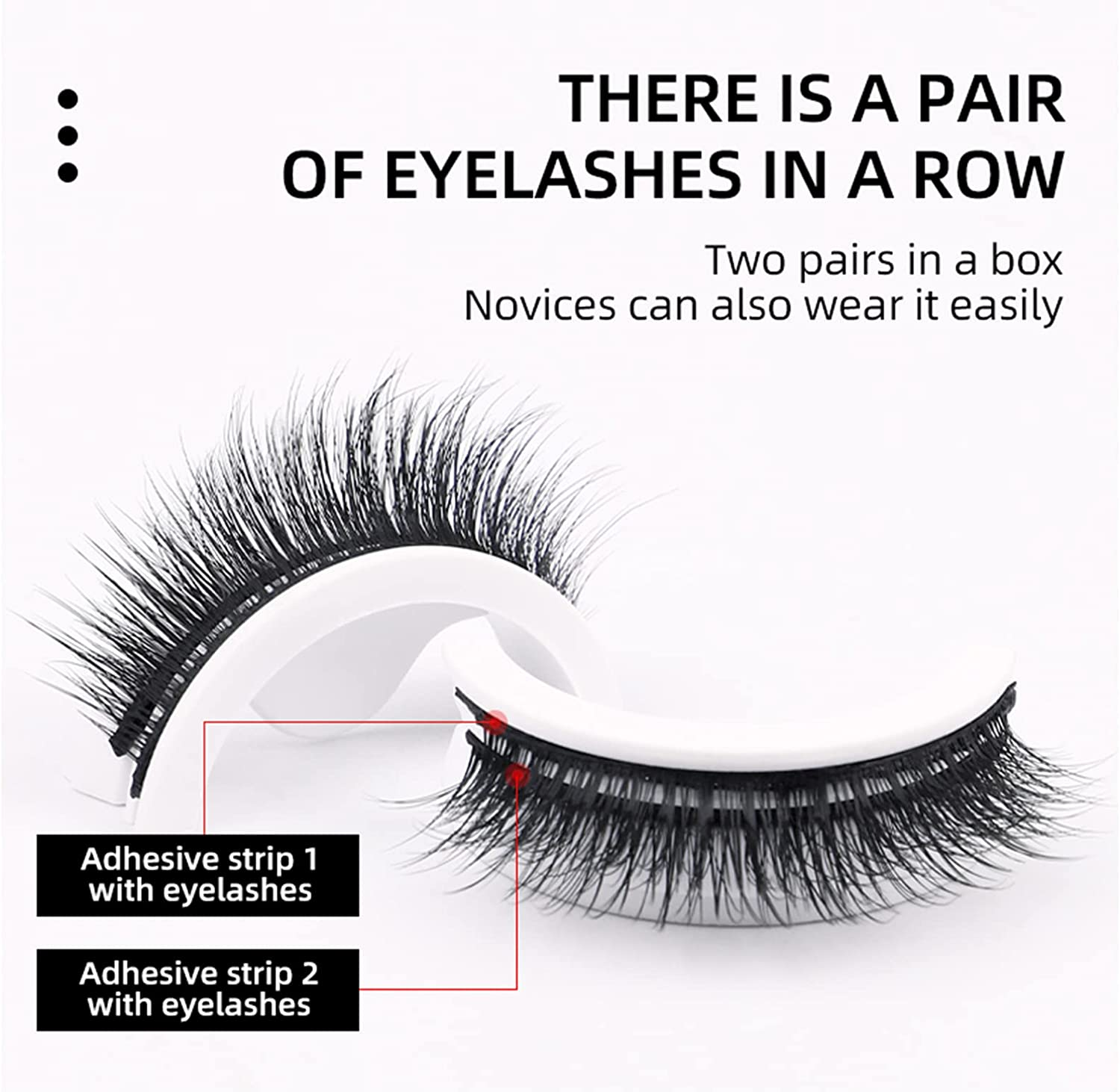 Reusable Self Adhesive False Eyelashes No Glue or Eyeliner Lashes Eyelashes Easy to Put on Non-Slip Waterproof Self Sticking False Lashes for Women 2 Pairs (F02) image number 6