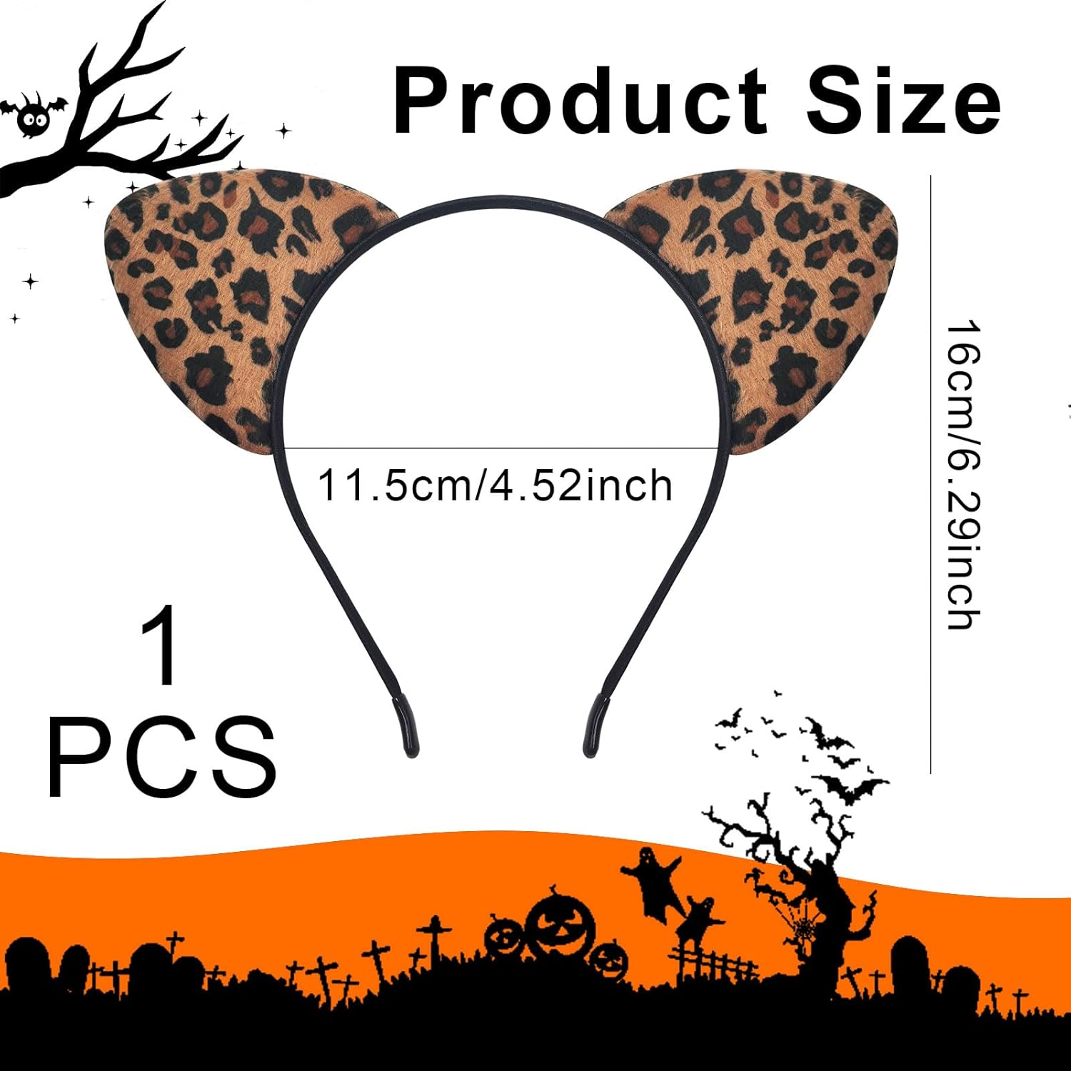 Leopard Ears Halloween Headband, Elastic Bands Leopard Hair Hoop Cat Headpiece, Cute Animal Print Hair Accessories, Halloween Cosplay Costume Hair Accessories for Adult and Kids Festivals Party image number 4