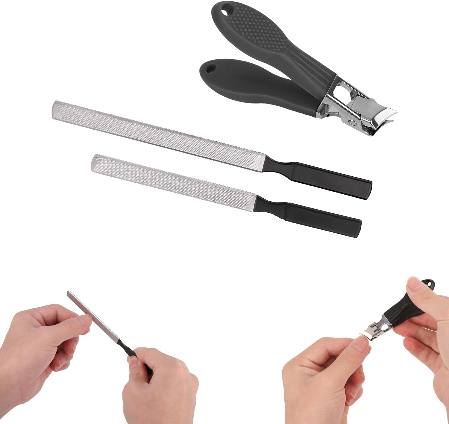 BOXOB Black Nail Clippers, Stainless Steel Household Nail Clipper Files Wide Jaw Opening Anti-Splash Slanted Fingernail Trimmer for Women and Men Pet image number 5