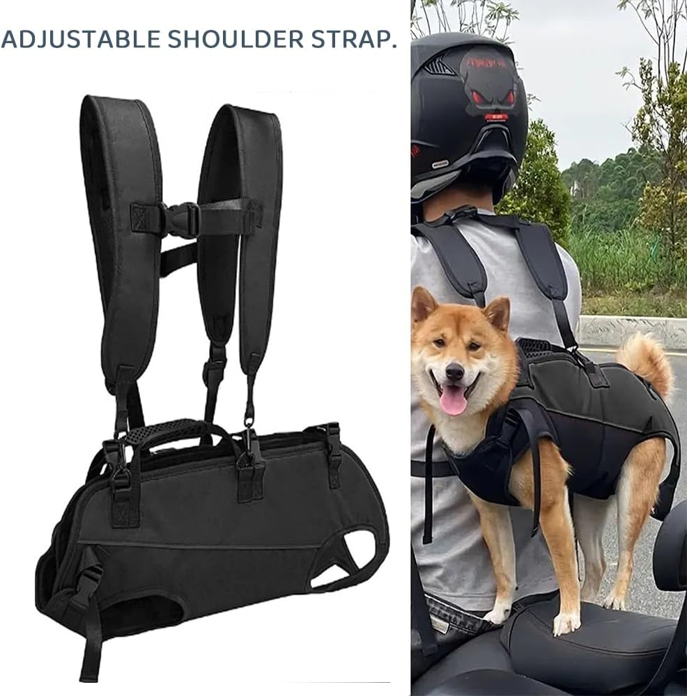 RUTREZOGO Adjustable Dog Lift Harness & Sling Carrier &ndash; Portable Full-Body Pet Backpack for Small Dogs, Front Leg Support for Arthritis, Hip Dysplasia, Hiking, Biking, Motorcycle Travel (M) image number 6