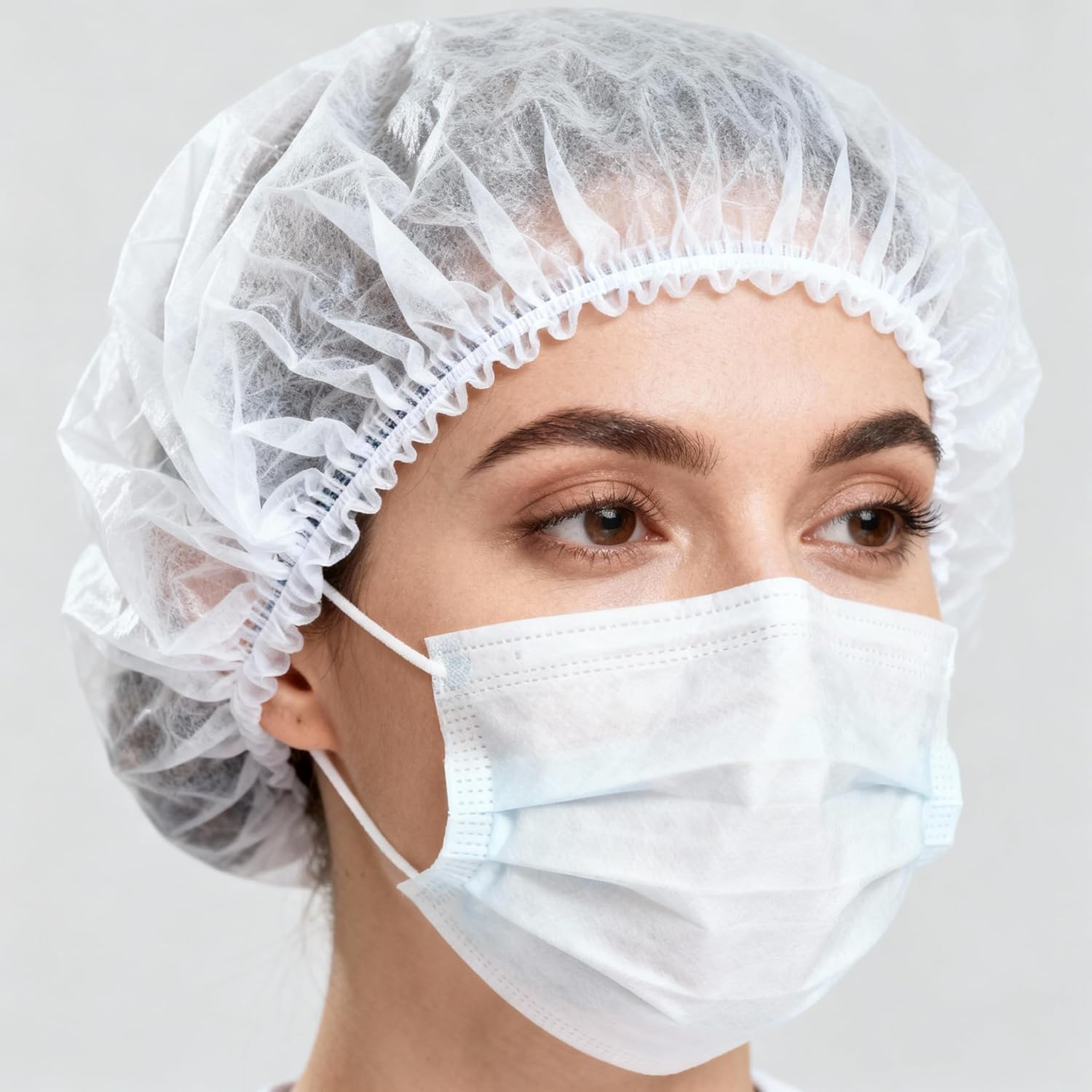 100X Disposable Hair Net, Bouffant Caps Hairnet Dust Head Cover, Stretch Elastic Shower Cap Nonwoven Unisex Soft and Breathable for Food Service Kitchen Salons Home Baking, Disposable Hair Net Caps(White 100 Pcs) - Blue 100 Pcs image number 7