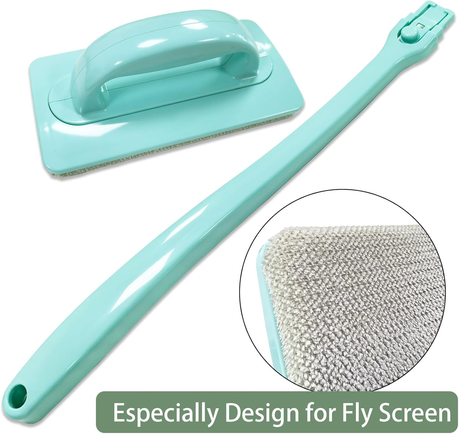 Window Grille Cleaning Brush, Brush for Fly Screens, Windows, Disassembly-Free, Mosquito Net Brush, Removable Handle, Wet and Dry Function image number 6