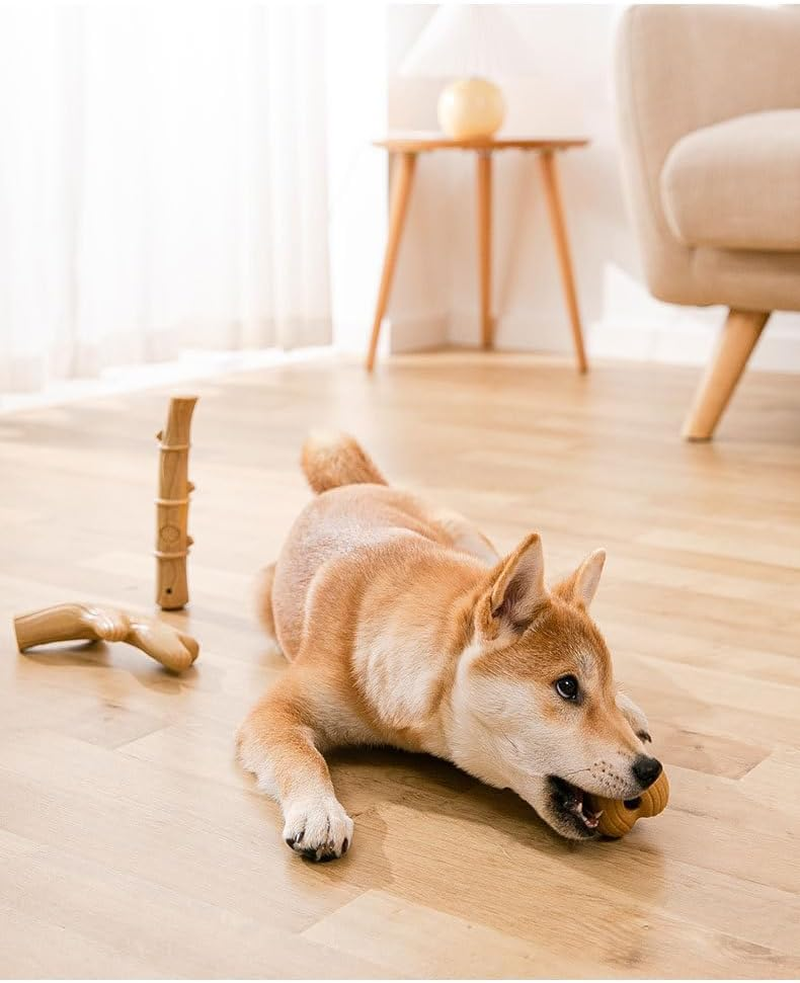 3Pcs Wooden Antlers Design Durable Dog Chew Toys Tough Dog Grinding Teeth Toys image number 2