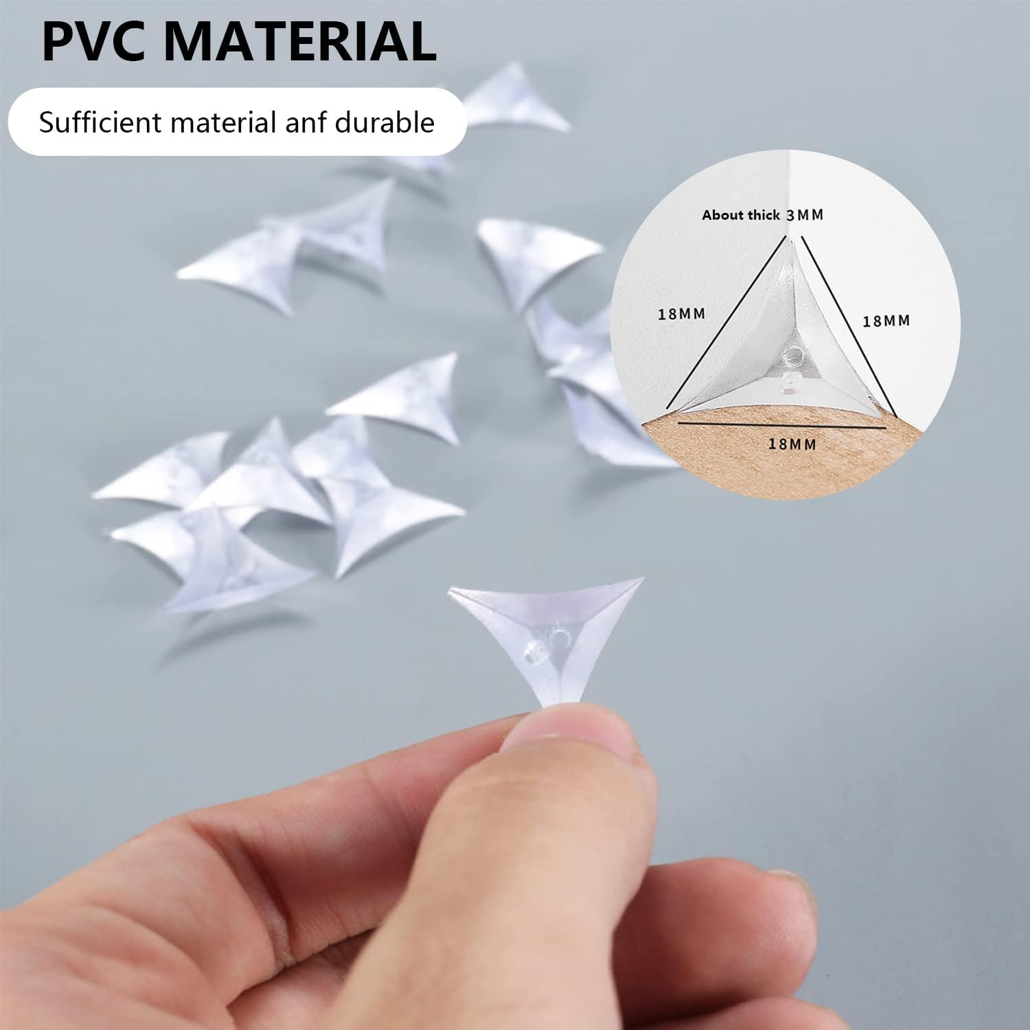 Stair Dust Corners Triangle Transparent Dust Corners for Stairs, Clear Crystal Corner Dust Guards for Stairs Suitable for Cabinet Drawer Desk Cupboard Furniture Dead Corners（120 PCS） image number 3