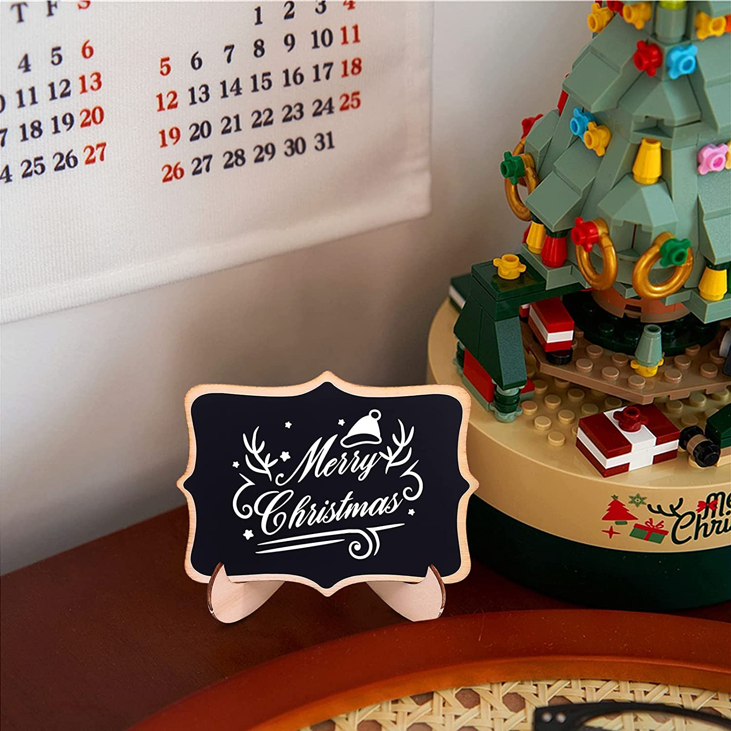 30 Pcs Mini Chalkboards with 5 Colors Chalk Marker, Blackboard with Wooden Frame, Message Board, Place Cards for Table Numbers, Food and Christmas Decoration