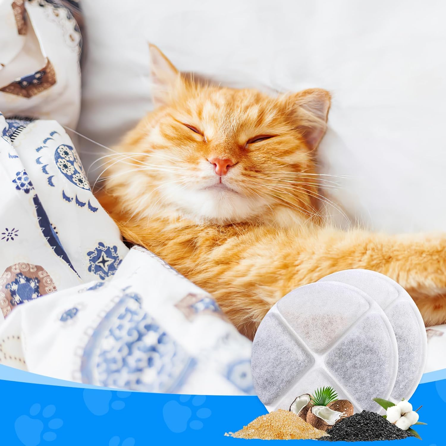 Myfatboss Cat Water Fountain Filters, 12 Pack Cat Filters for Water Fountain, Pet Water Fountain Filter Replacement, Pet Fountain Filter for Petnf 101 Oz/ 3 Liter Pet Water Fountain image number 2