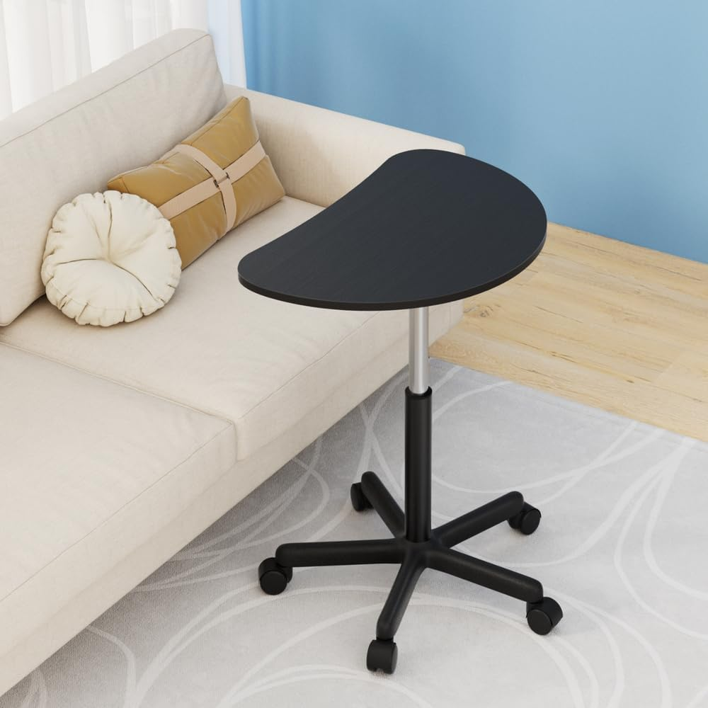 Artiss Laptop Table, 60-80Cm Height Adjustable Stand Desk Desktop Computer Standing Study Desks Bed Side Tables Home Office Travel Studio Furniture, Portable 360&deg; Rotating Lockable Caster Wheels Black image number 4