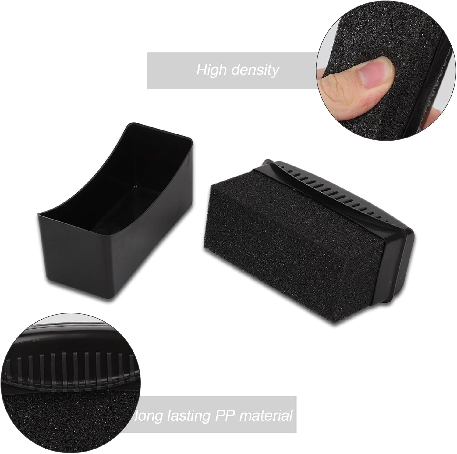 2Pcs Tire Shine Applicator, Reusable Tire Dressing Applicator Pad with Ergonomic Rectangular Box Auto Detailing Wheel Cleaner Tire Sponge Brush for Car Cleaning Supplies(Black) - Black image number 5