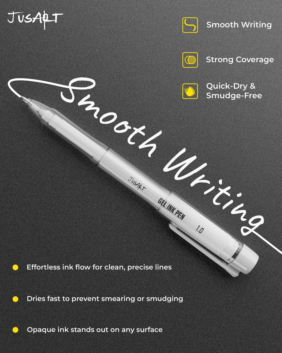 Jusart White Gel Pens with 0.4Mm, 0.5Mm & 1.0Mm Assorted Tips, Opaque White Ink Pens for Black Paper, Drawing, Journaling & DIY Crafts, Ideal Drawing Pens for Artists & Art Supplies, 5 Pack image number 6