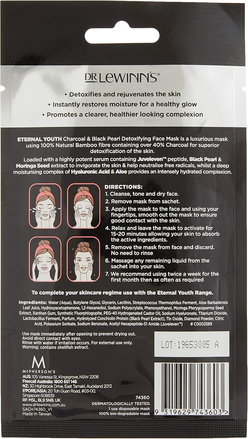 Dr Lewinns Charcoal and Black Pearl Detoxifying Face Mask 20 Ml image number 1