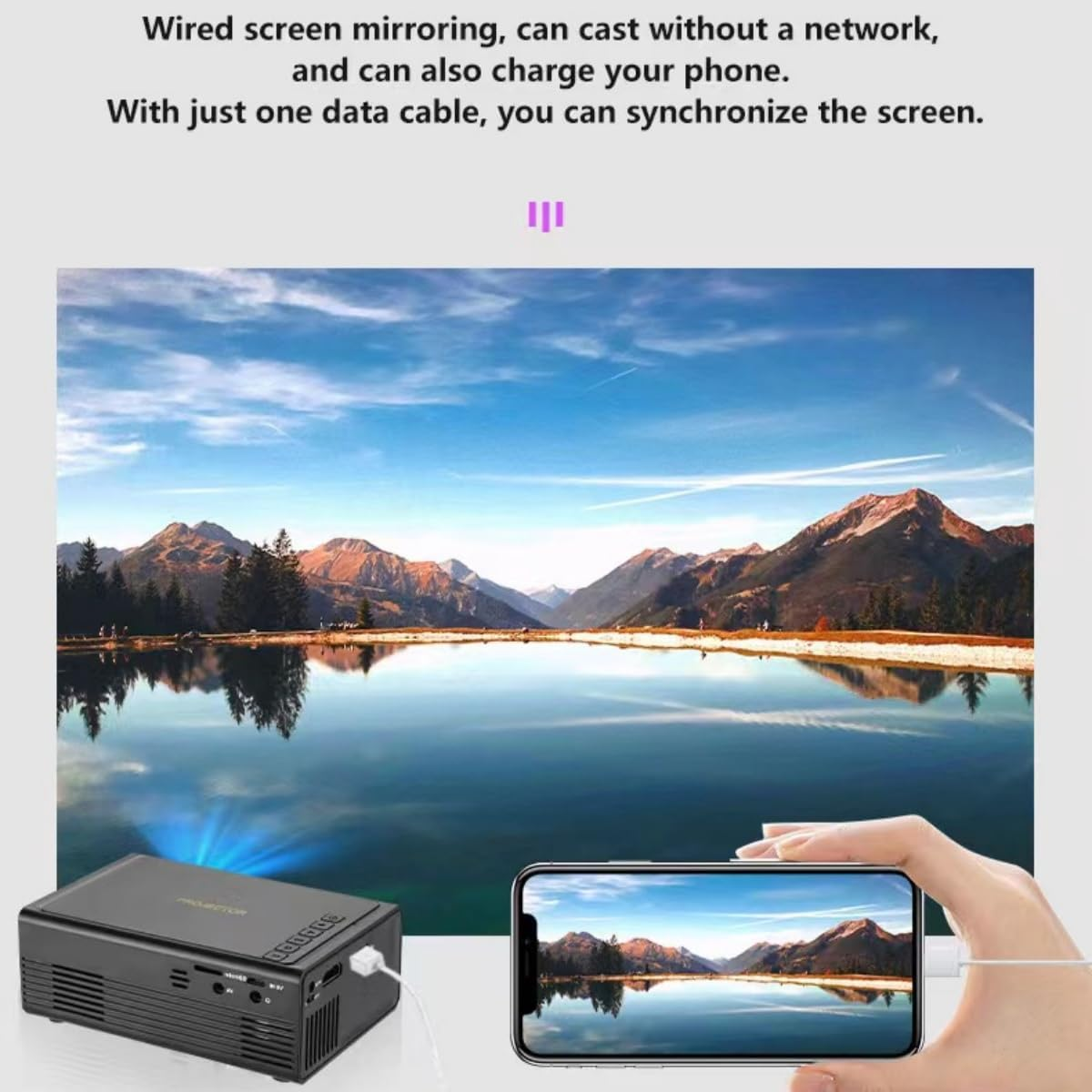 Mini Portable Projector,Movie Projector for Kids, Mini Projector Supported HD 1080P, Small Portable Movie Projector for Outdoor Projector Use in Camping, Home Theater Video Projector (Black) image number 1