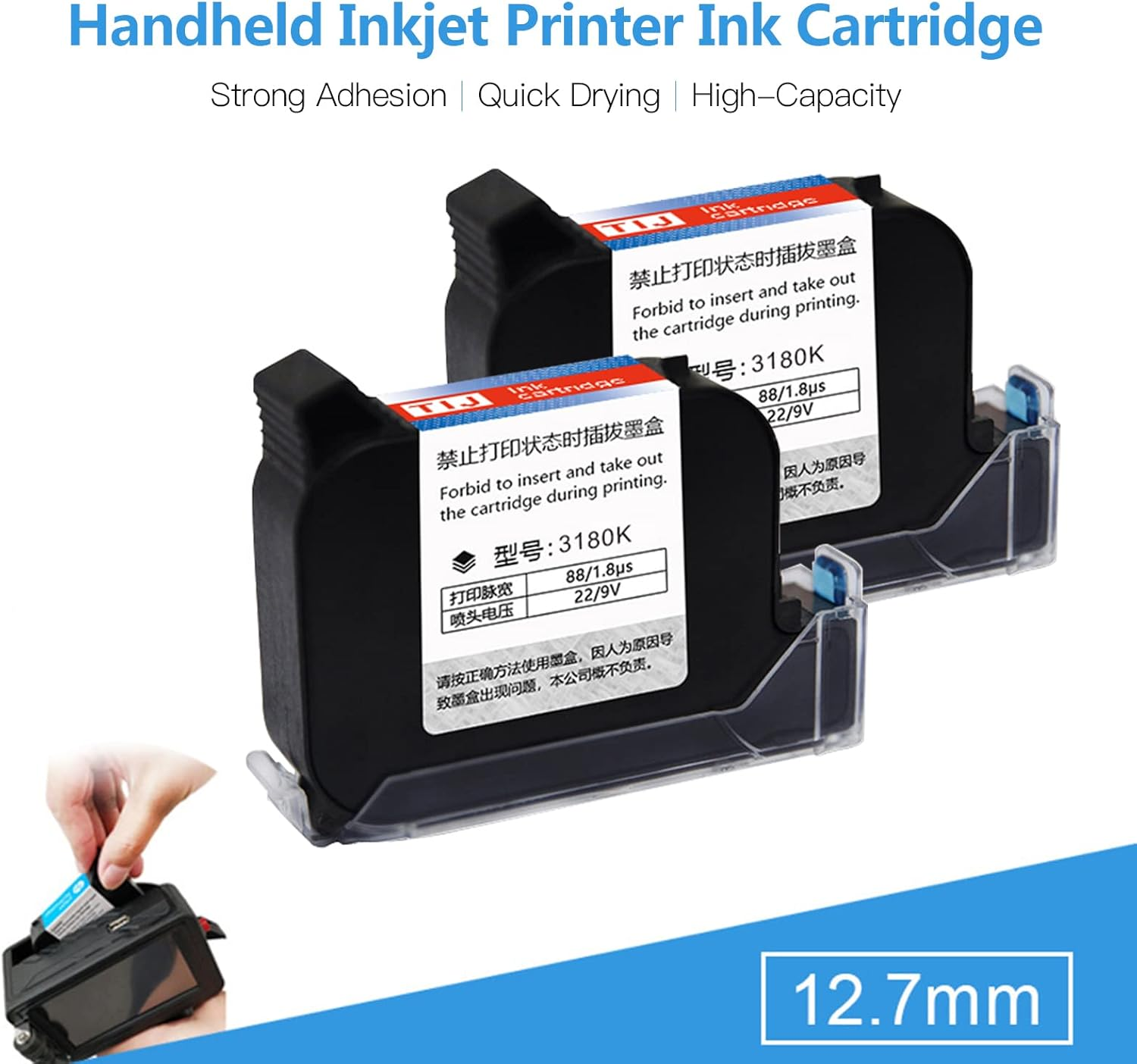 Ink Cartridge Replacement Quick-Drying 45Ml for MX3 M10 D10 Handheld Inkjet Printer(Yellow) - Green image number 2