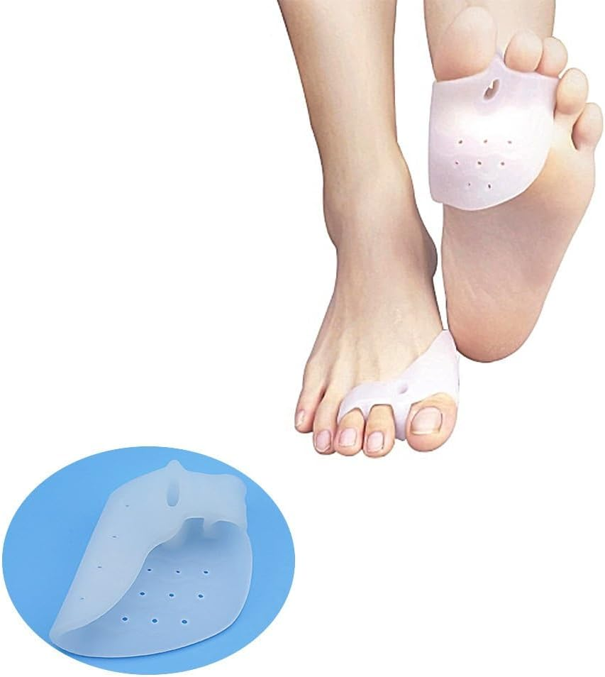 Double Hole Toe Separator, Soft, Breathable, and Moisture Wicking. Separate Thumb, Anti-Wear, Big Toe Bone, and Toe Cover (White, One Size) image number 3