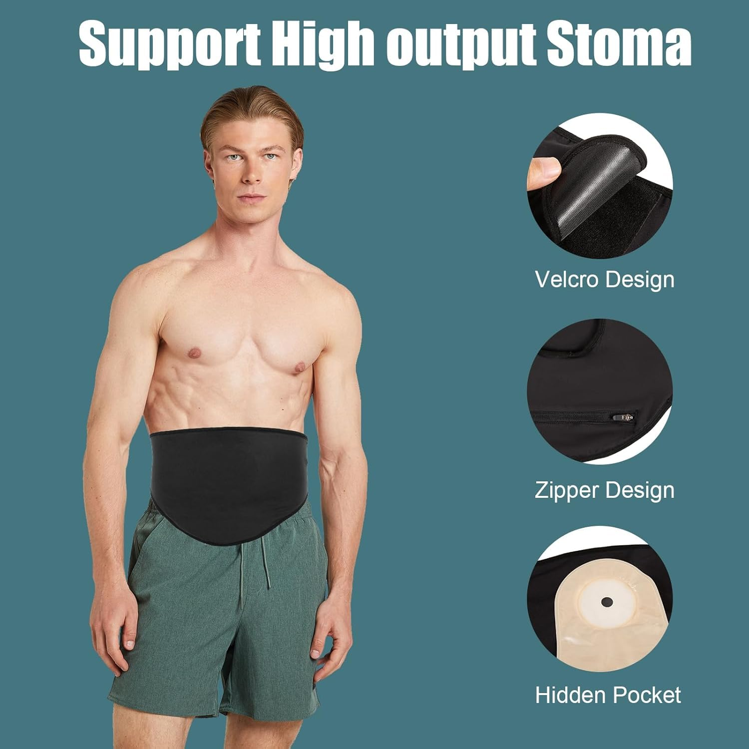 Ostomy Belt for Men & Women | Stealth Ostomy Bag Cover for Sports & Swimming | Ileostomy Support Wrap with Inner Pocket | Stoma Support Belt (L) image number 5