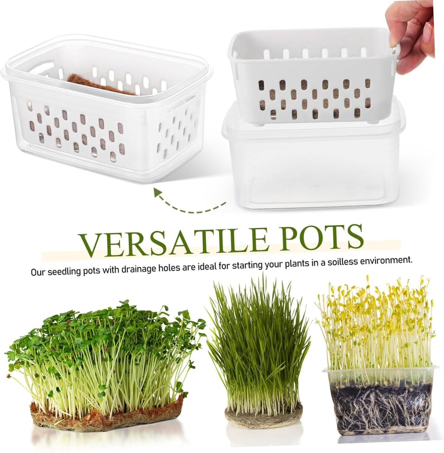 FONDOTIN 2Pcs Nursery Pots for Soilless Planting Small Sprouting Containers Drainage Holes for Indoor and Outdoor Gardening for Seedlings and Plant image number 1