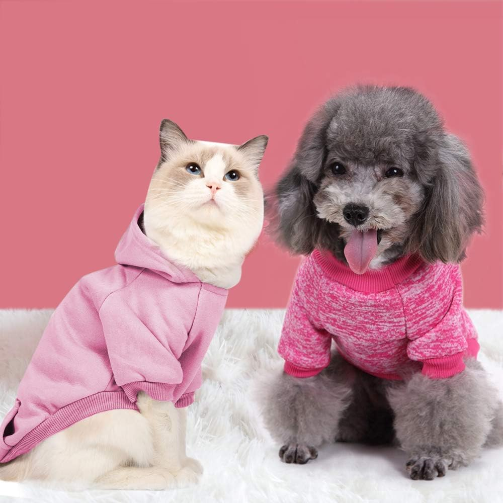2 Pack Pet Dog Clothes Knitwear Dog Sweater Dog Hoodie Sweatshirts Soft Thickening Warm Pup for Small Dogs Chihuahua Coat Clothing Puppy Cat Custume (Pink, Small) image number 4