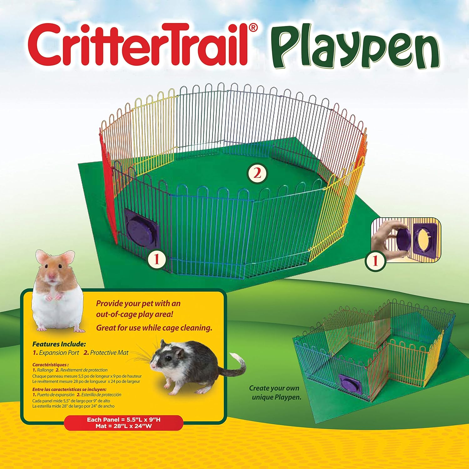Kaytee Crittertrail Playpen with Mat for Pet Gerbils, Hamsters or Mice Blue Small image number 1