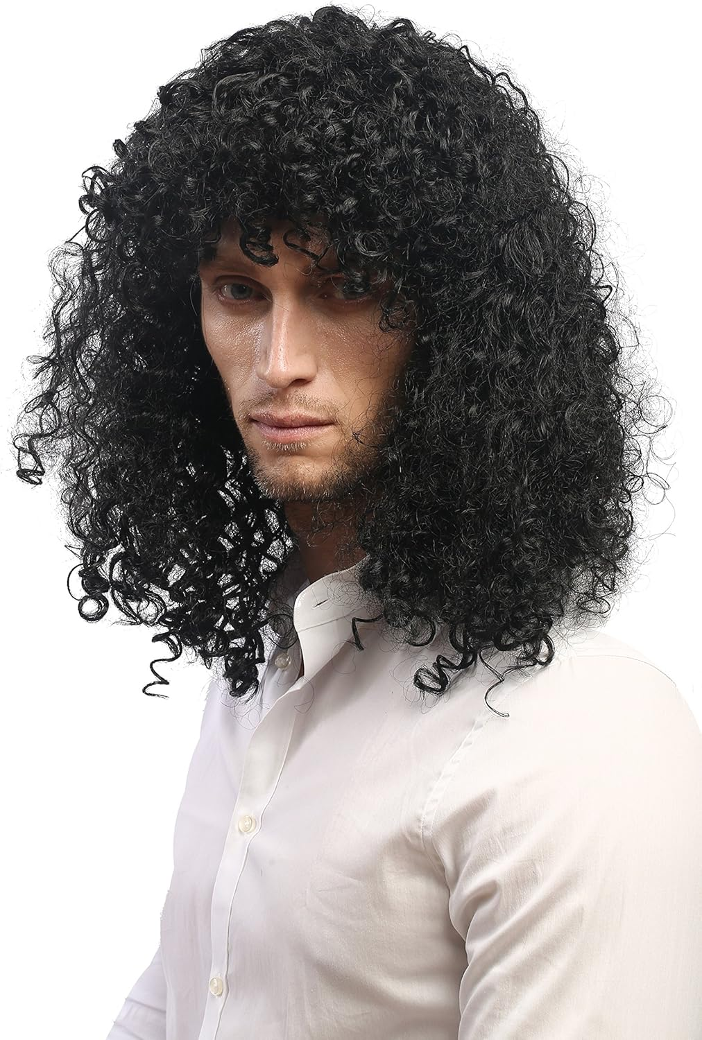 WIG ME up - 70474-P103 Women'S/Men'S Wig Carnival Long Curls Mane Rocker Metal Singer Proll Football Player 80S Black image number 3