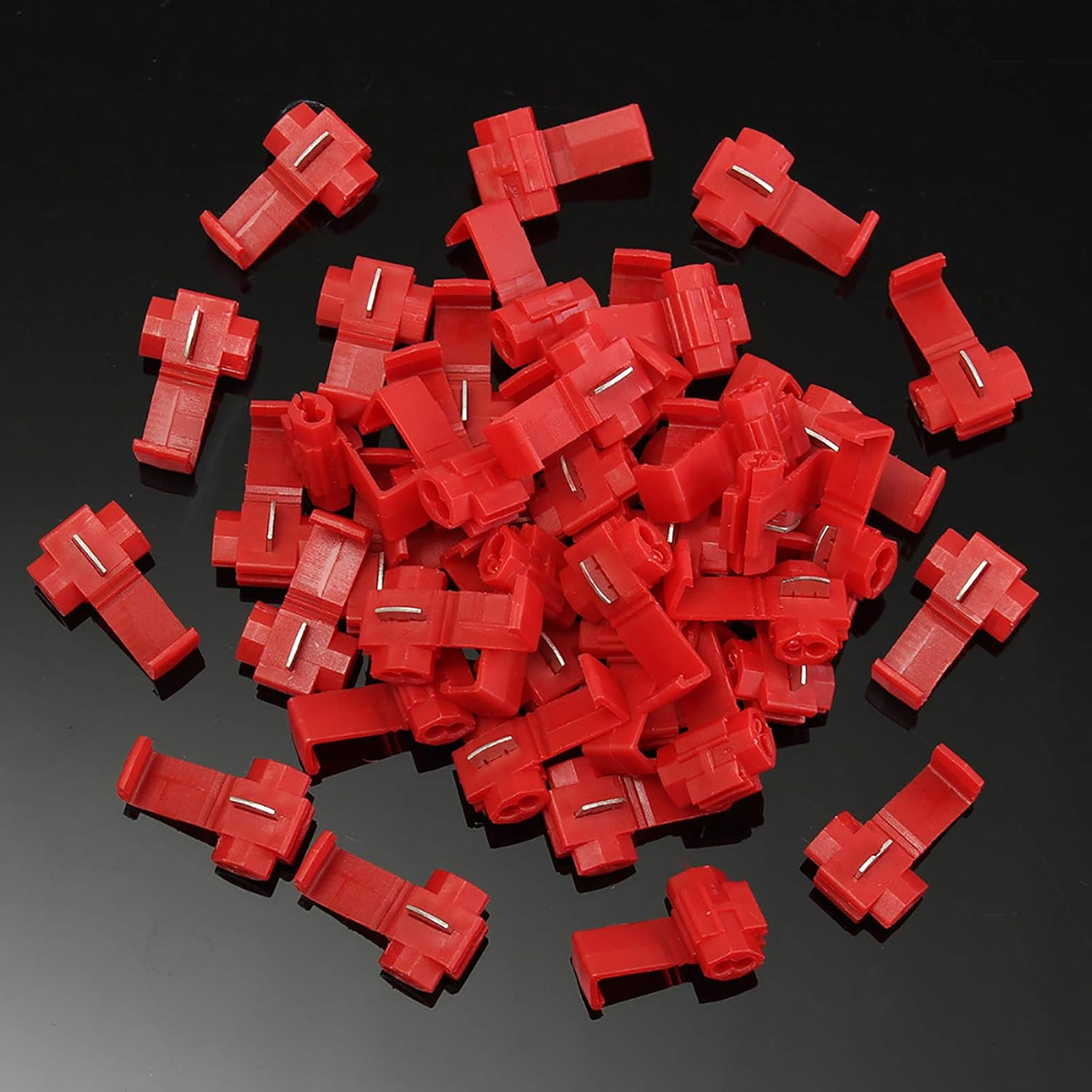 50Pcs Quick Splice Connectors Lock Wire Electrical Cable Connectors Quick Splice Terminals Crimp Red/Yellow/Blue - Blue image number 6