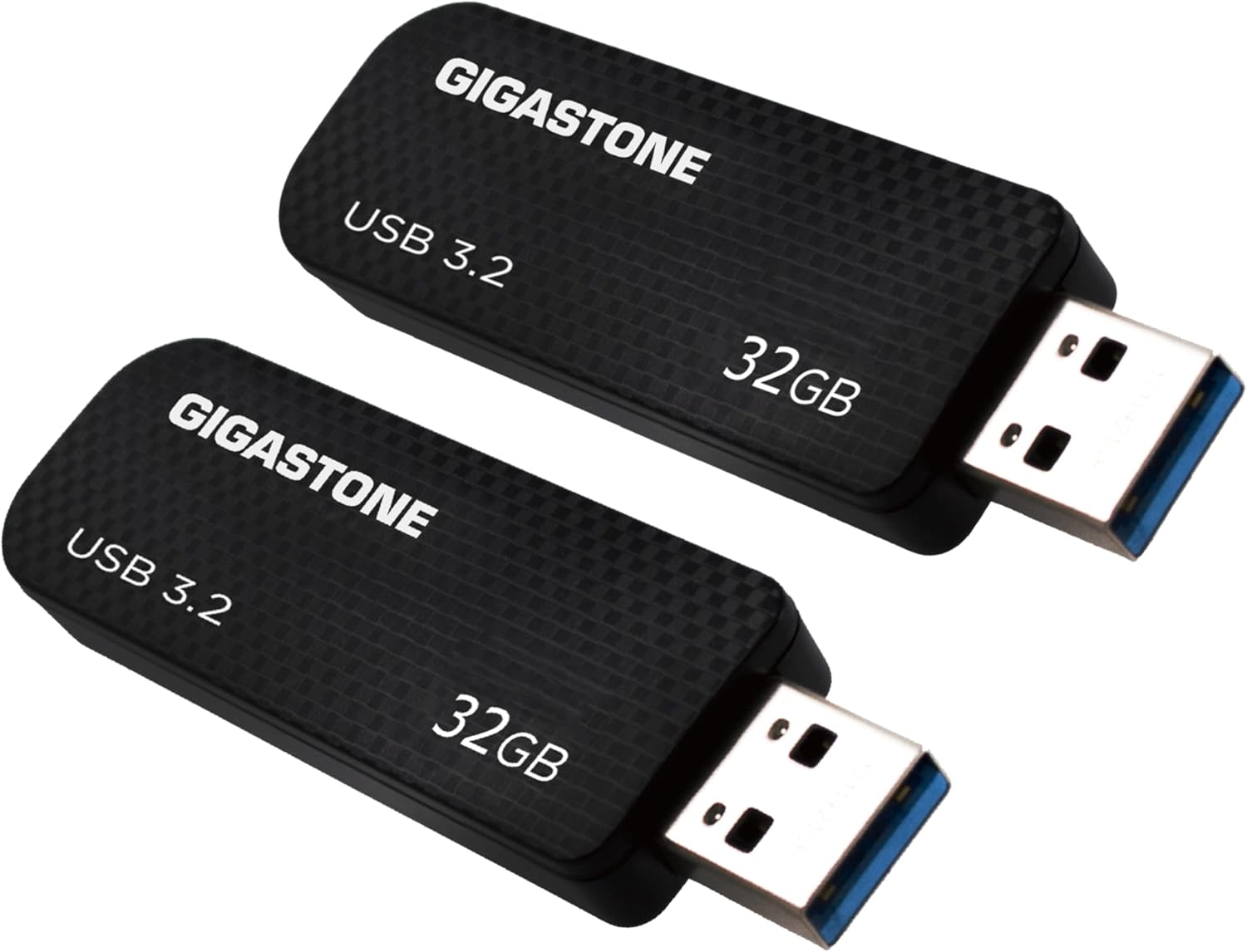 GIGASTONE Z30 32GB 2-Pack USB 3.2 Gen 1 Flash Drive, Capless Retractable Design Pen Drive, Carbon Fiber Style Thumb Drive, Reliable Performance & Durable, USB 2.0/USB 3.0/USB 3.1 Interface Compatible