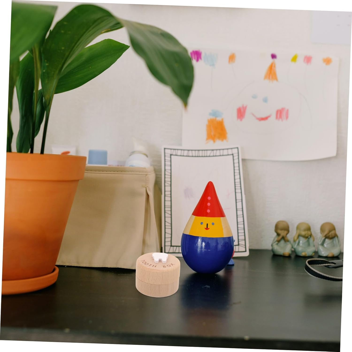 Baby Tooth Box Wooden Keepsake Tooth Holder Storage Container Natural Wood Souvenir Organizer for Boys and Girls and Baby Hair Storage image number 1