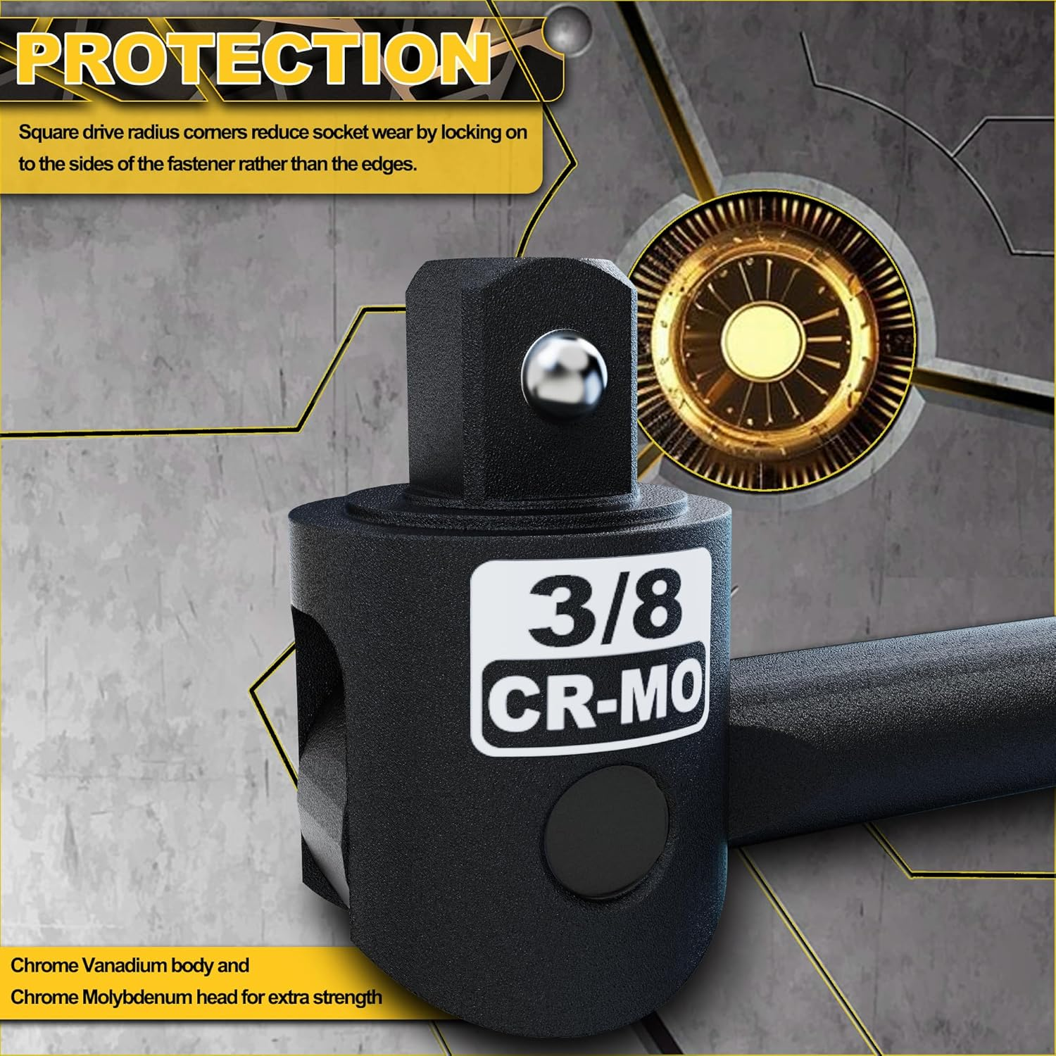 3/8" Drive 445 Mm Breaker Bar, Heavy Duty Head, Premium Chromium-Molybdenum Steel, Loosen Frozen, Rusted, Damaged Bolts and Nuts