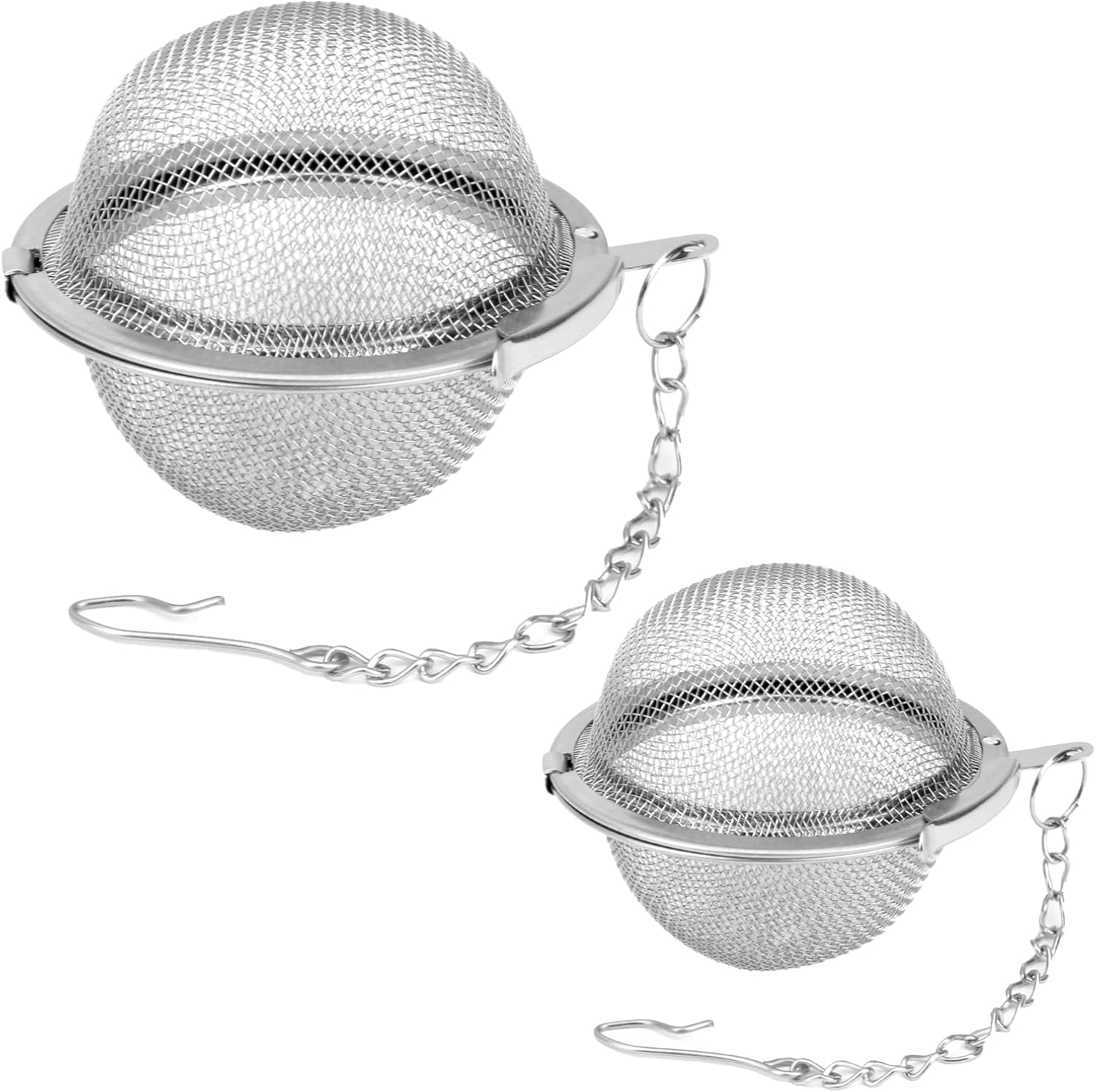 2 Pcs Stainless Steel Mesh Tea Balls, 4.5Cm & 5.5Cm Fine Mesh Tea Ball Infusers for Loose Leaf Tea, Herbs & Spices - Reusable, Durable & Dishwasher Safe (Silver) image number 3