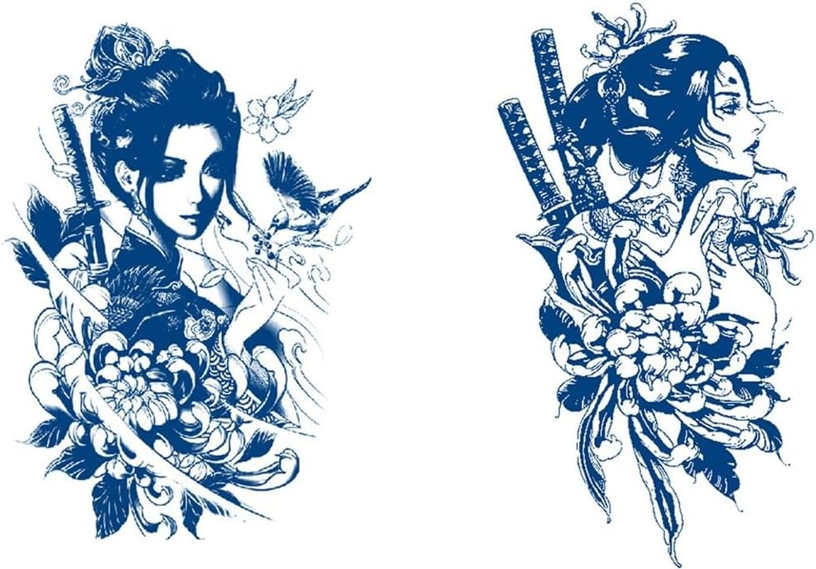 GZ69 70 Temporary Geisha Tattoo Semi-Permanent Tattoo Long-Lasting Tattoos 2 Sheets image number 2