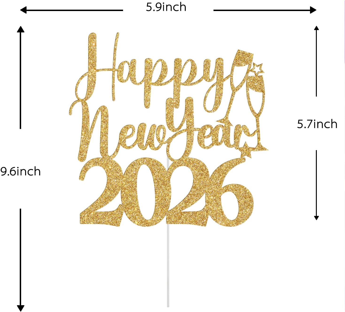 Happy New Year 2025 Cake Topper, Happy New Year Cake Decorations, Welcome 2025, Hello 2025, Christmas Holiday New Years Eve Party Decorations, Gold Glitter - Rose Gold Glitter image number 3