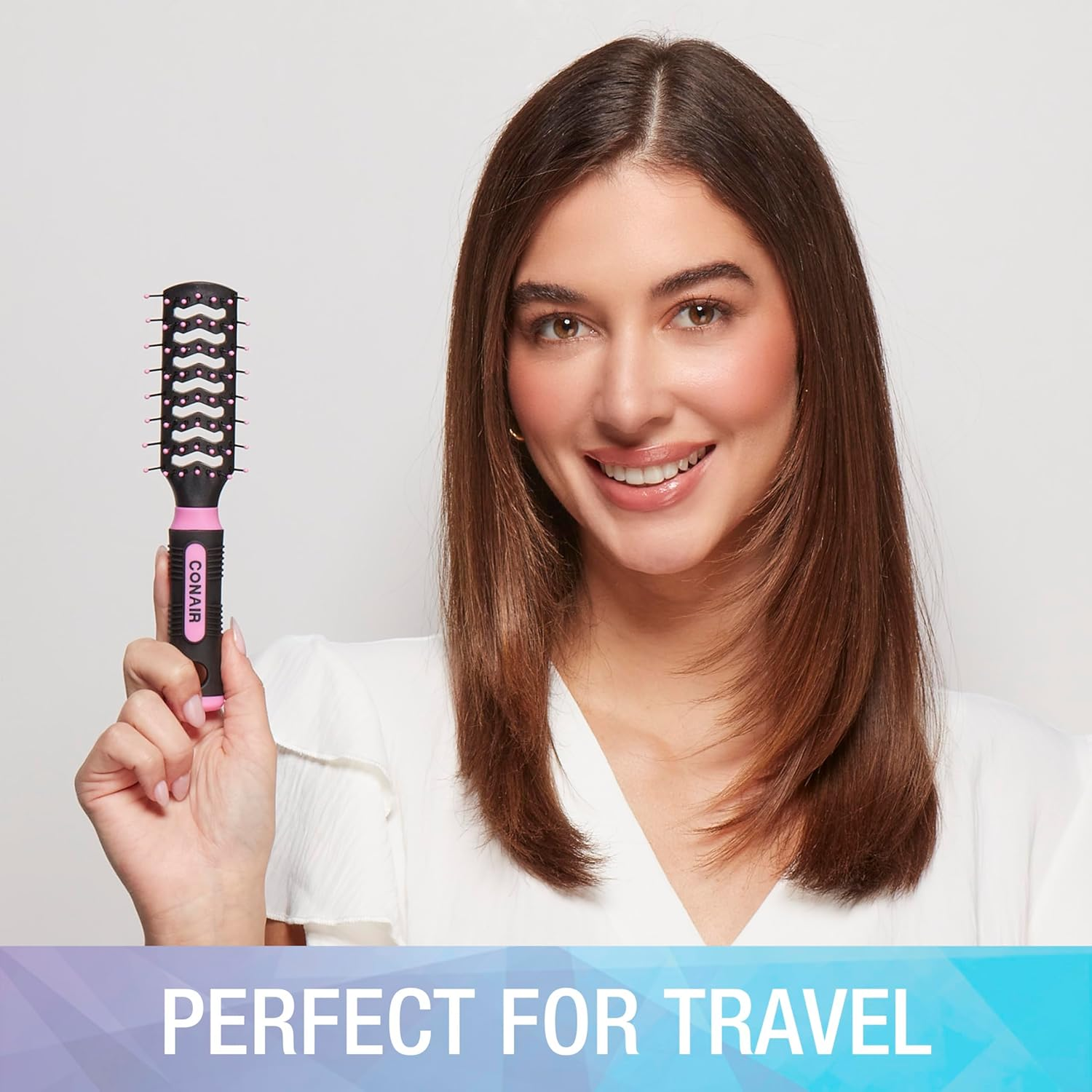 Conair Salon Results Vent Hairbrush Set - Detangling Hair Brush - Suitable for Men and Women - Features Travel + Full-Size - Pink/Black image number 2