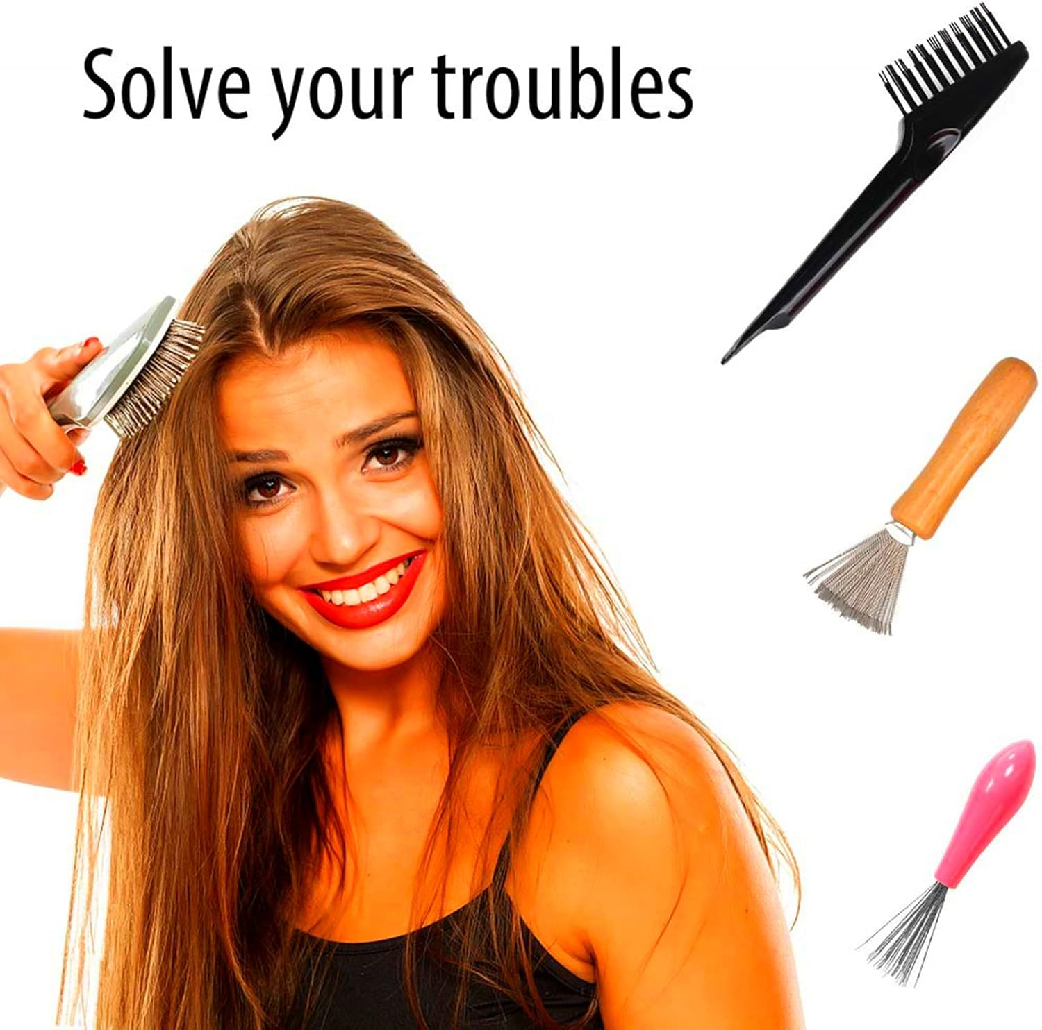 Pack of 4 Hair Brushes Cleaning Tool Comb Cleaning Brush Comb Cleaner Brush Hair Brushes Cleaner Mini Hair Brushes Remover for Removing Hair Dust for Home and Salon Use image number 4