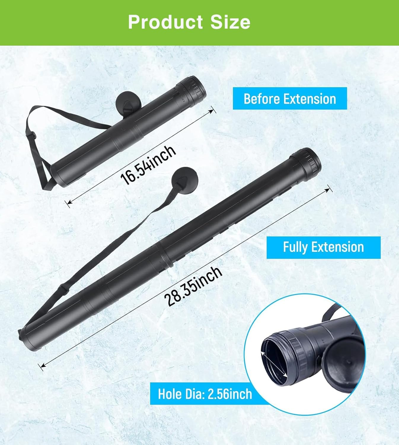 Poster Tube,Expandable Document and Poster Storage Transit Tube, Telescoping Blueprint Carrying Transport Tubes with Strap 2 Pcs (Black, L44-75.5Cm) image number 5