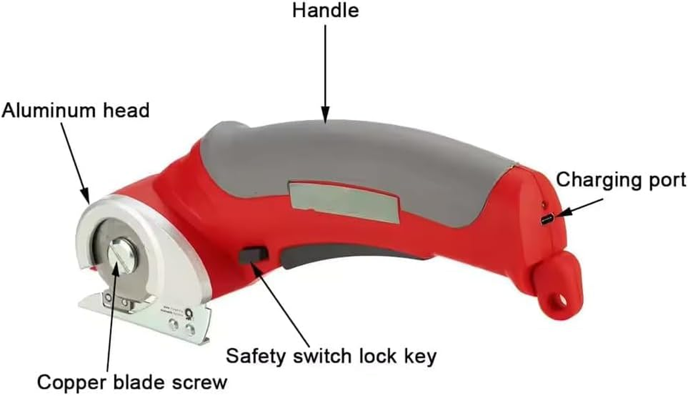 Cordless Electric Scissor USB Rechargeable 2000 Mah Li-Ion Battery Operated Handheld Mini Electric Cutter, Cutting Tool for Cloth Fabric Cardboard Carpet Leather, Assorted Color (With Storage Case) image number 4