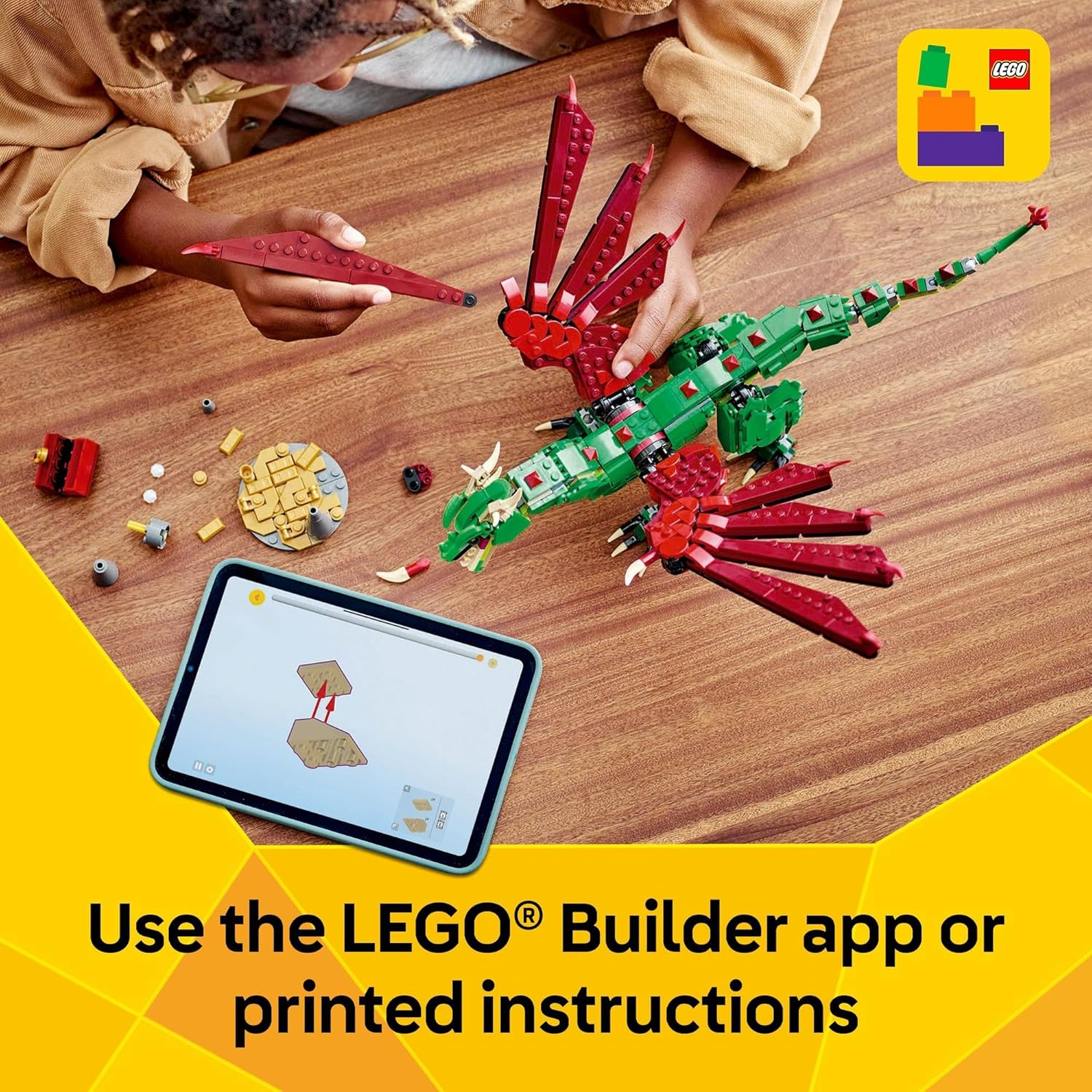 LEGO Creator 3In1 Medieval Dragon Toy for 9+ Year Old Boys & Girls, Construction Kit Rebuilds into a Sea Serpent or a Phoenix Animal Figure, Creative Kids Toy Building Set 31161 image number 2