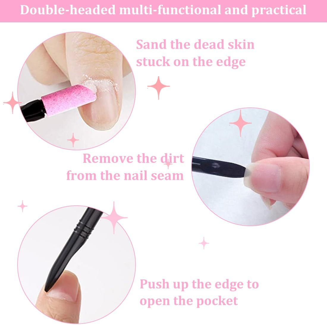 MOLZINY Pack of 10 Manicure Grinding Pens, Cuticle Remover, Double Headed Nail Files, Cuticle Pusher Pens, Quartz Pen, Stone Nail File Pen, Cuticle File Trimmer for Nail Bed Cleaning Care image number 1