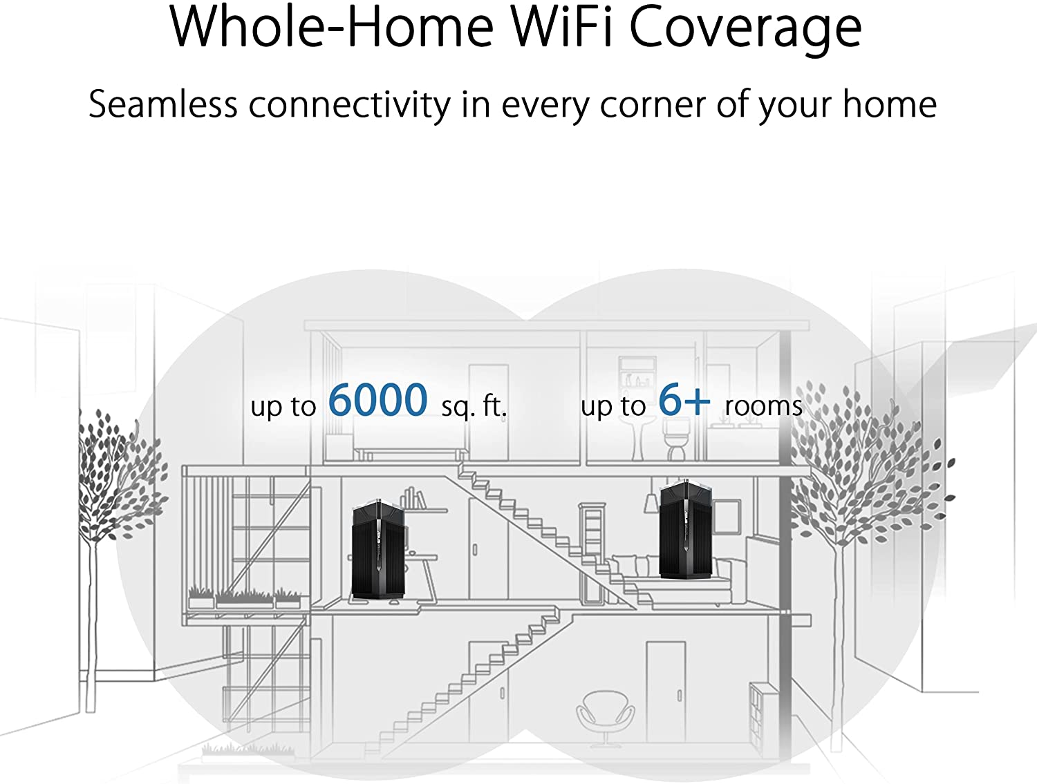 ASUS Zenwifi Pro ET12 AXE11000 Tri-Band Wifi 6E Mesh System Set of 1 (6Ghz Band, Dual 2.5G WAN LAN Ports, up to 280M&sup2; Coverage, ASUS Range Boost, Aiprotection Pro) Black image number 3