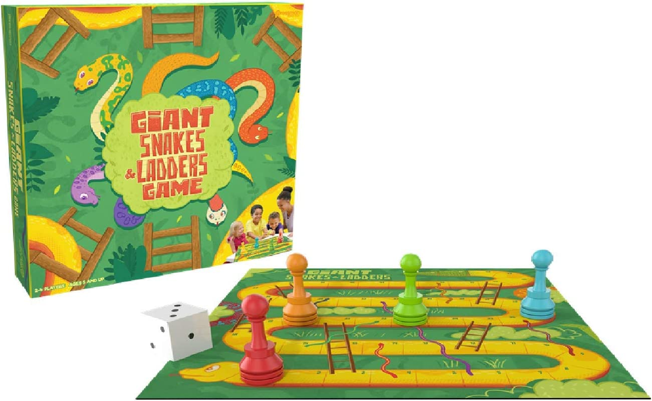 Pressman Giant Snakes and Ladders Board Game, 2-4 Players, Ages 5 and Up image number 2