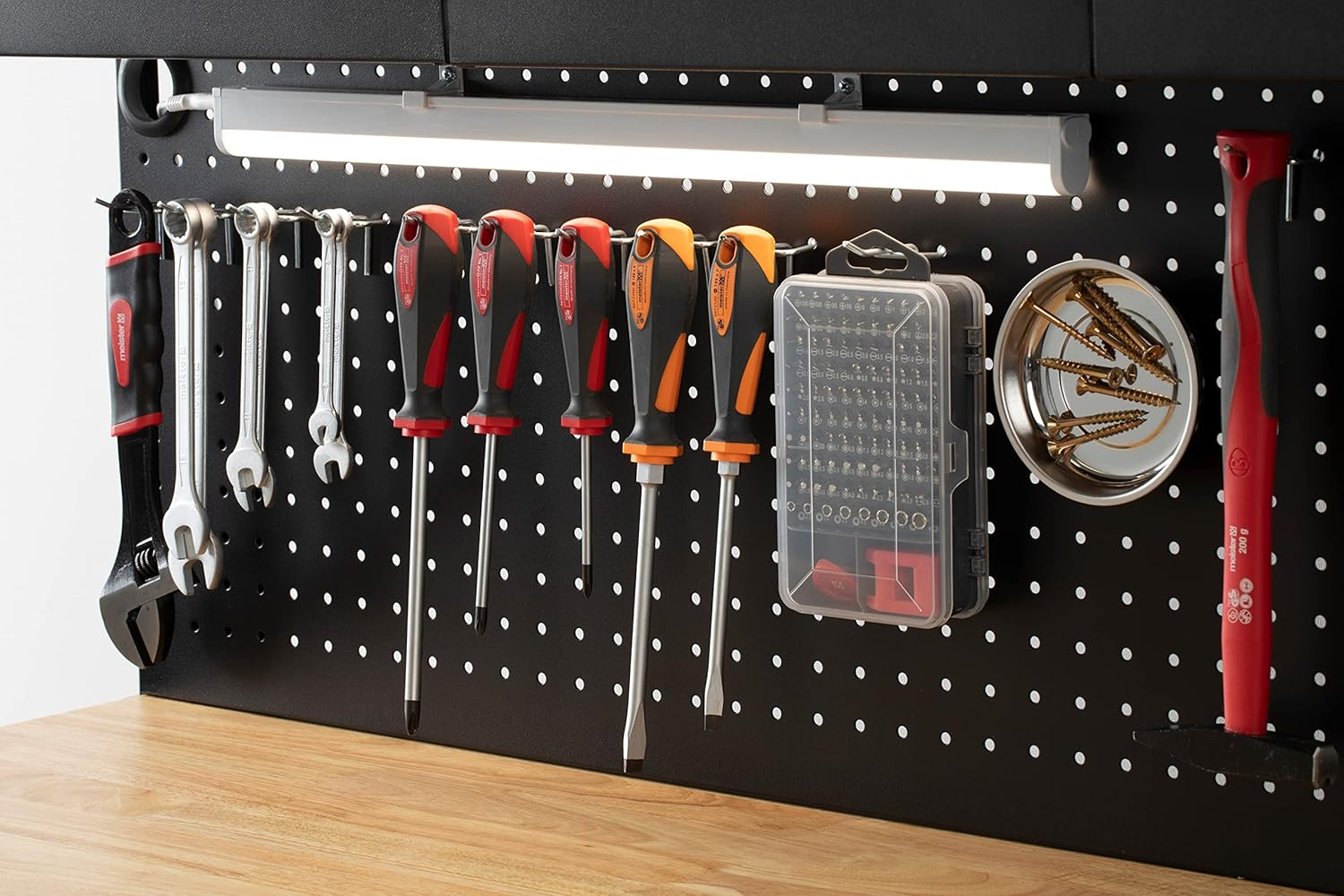 Meister Perforated Wall Hooks - Practical Set of 30-60 X 38 X 30 Mm - 2 Kg Load Capacity - 25 Mm Prong Spacing - Made of Metal/Metal Hooks for Tool Wall/Tool Holder/Pegboard / 9079710 image number 4