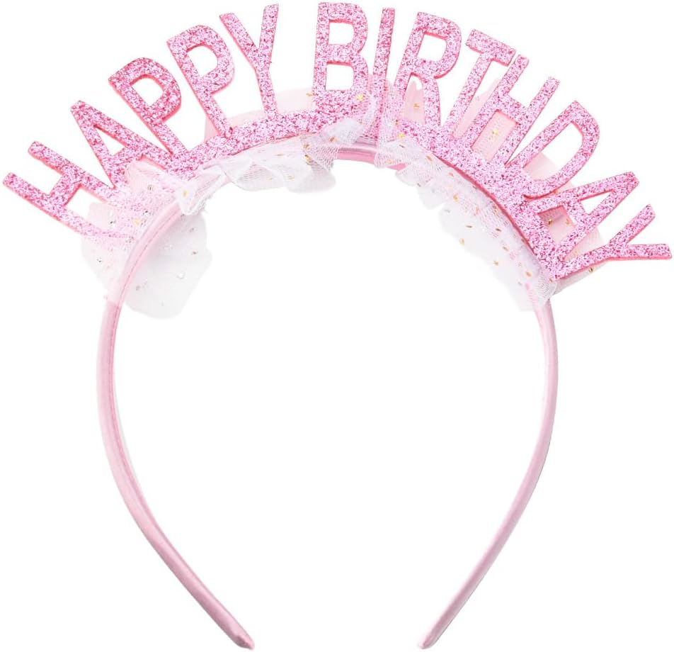 Happy Birthday Crown Headband Birthday Tiara Birthday Party Headbands for Women Girls Happy Birthday Headband Hair Band Birthday Crowns Hair Accessories for Women Birthday Presents for Daughter Sister