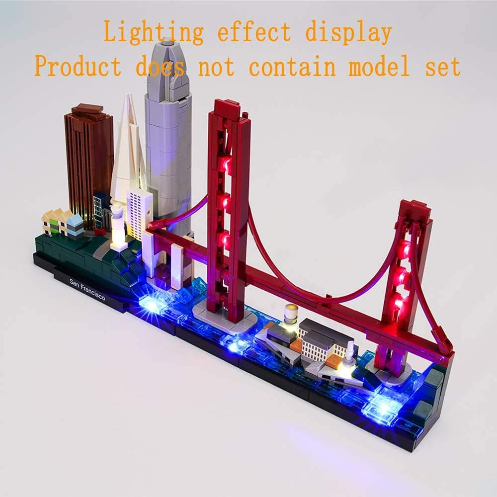 GEAMENT Upgraded Version USB Light Kit for Architecture Skyline Collection San Francisco Golden Gate Bridge - Compatible with  21043 Bricks Model ( Set Not Included) (With Instruction) image number 2