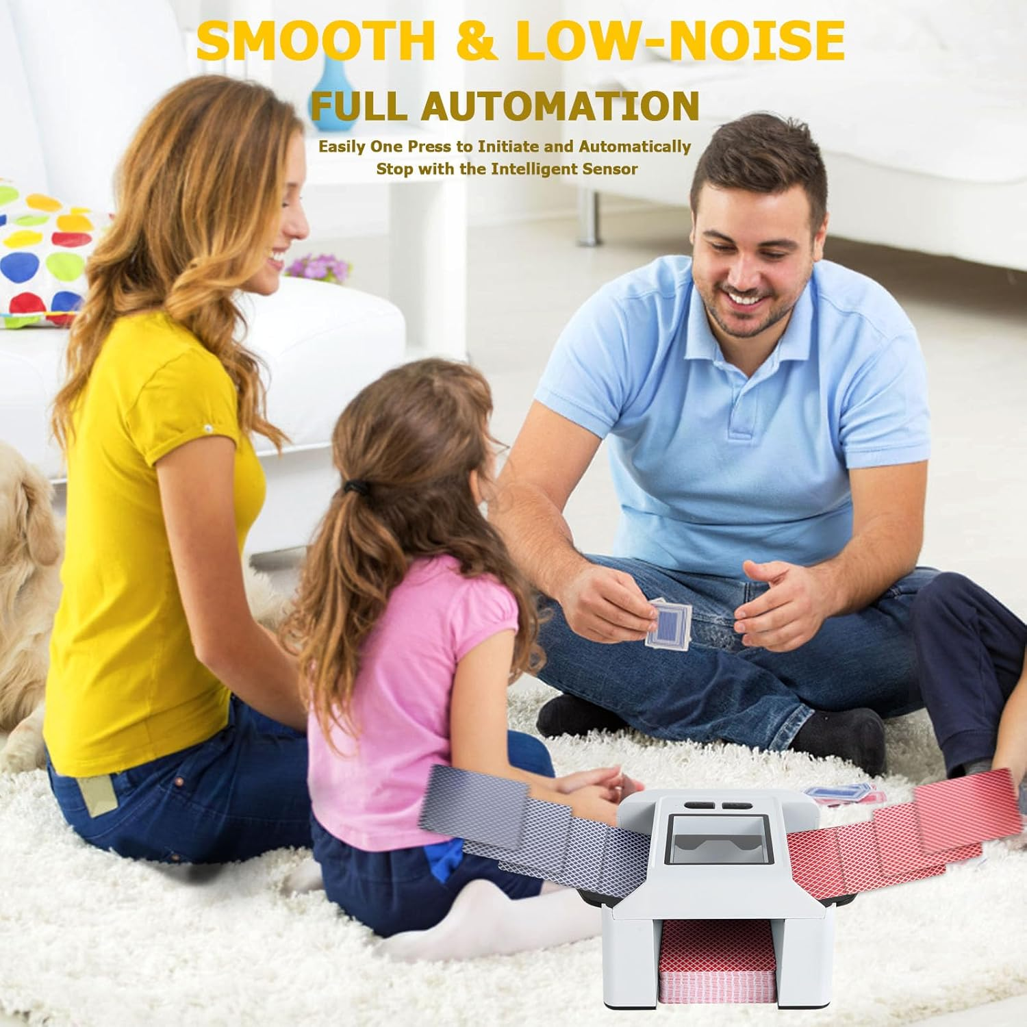 1-2 Deck Automatic Card Shufflers, 2000 Mah Rechargeable and Portable USB Charging Shuffler Machine One-Press AUTO and Manual Mode Card Shuffler for Poker UNO Blackjack Skip-Bo Etc image number 4