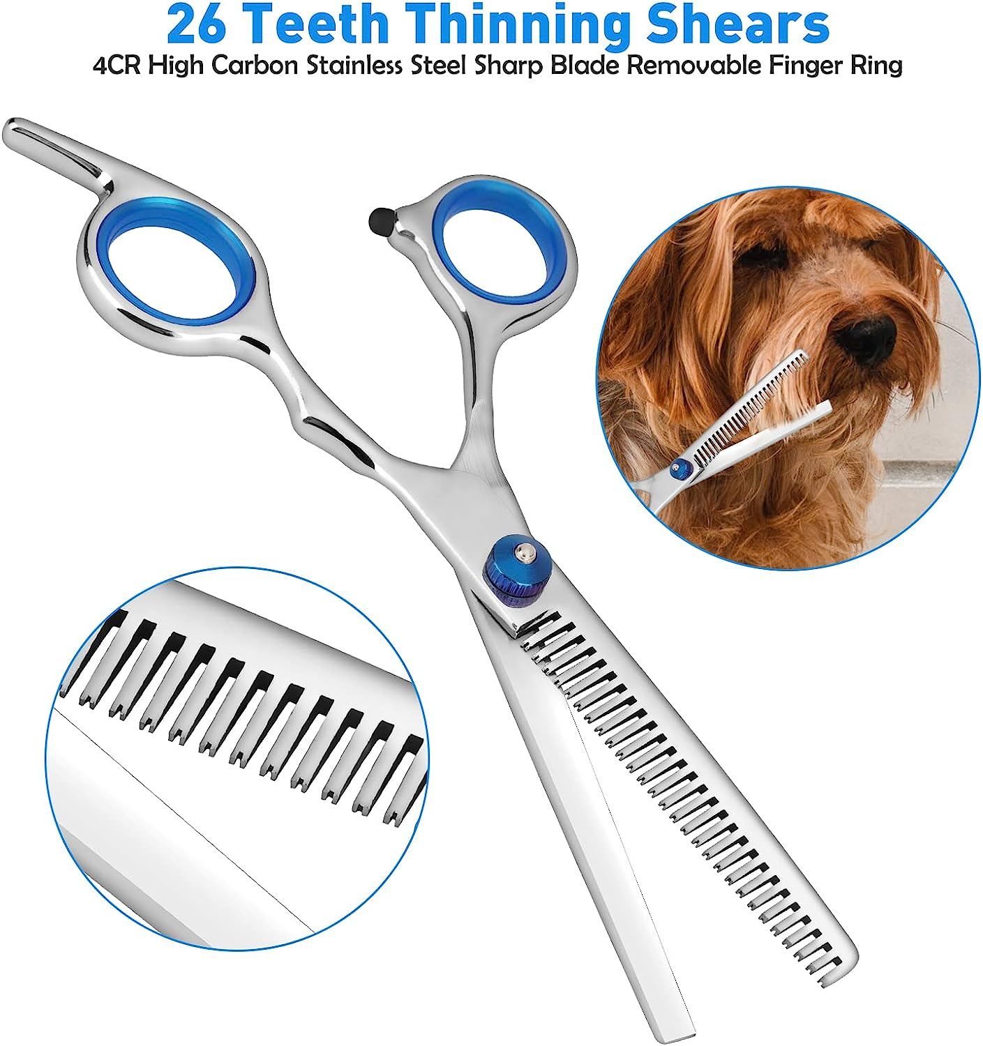 Dog Grooming Scissors, Cat Grooming Scissors, Pet Grooming Scissors with Safety round Tip, Stainless Steel Dog Cat Grooming Shears Set image number 1