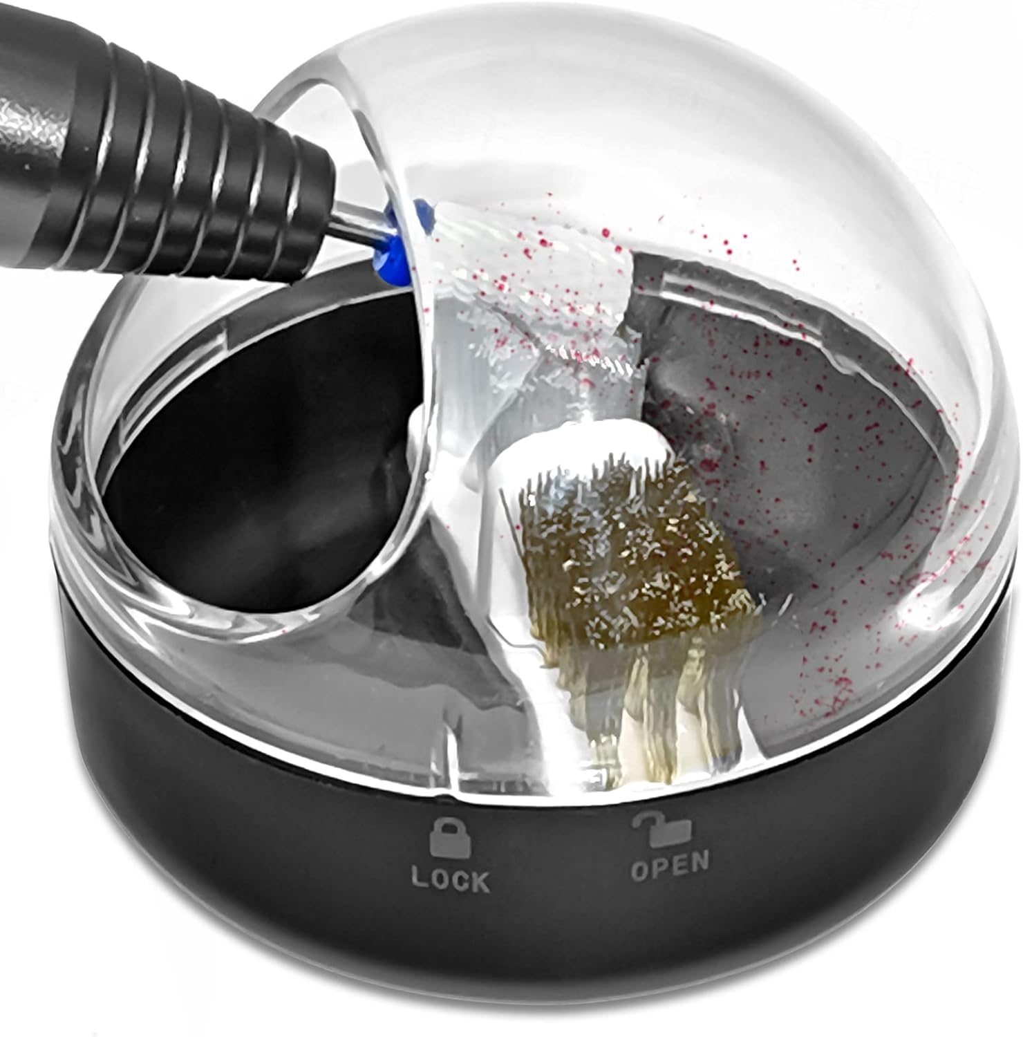 AMAZDIP Nail Drill Bits Cleaning Brush Case-Double Head Steel Wire Brush and Nylon Brush for Cleaning Carbide/Ceramic Nail Drill Bits-Black image number 3